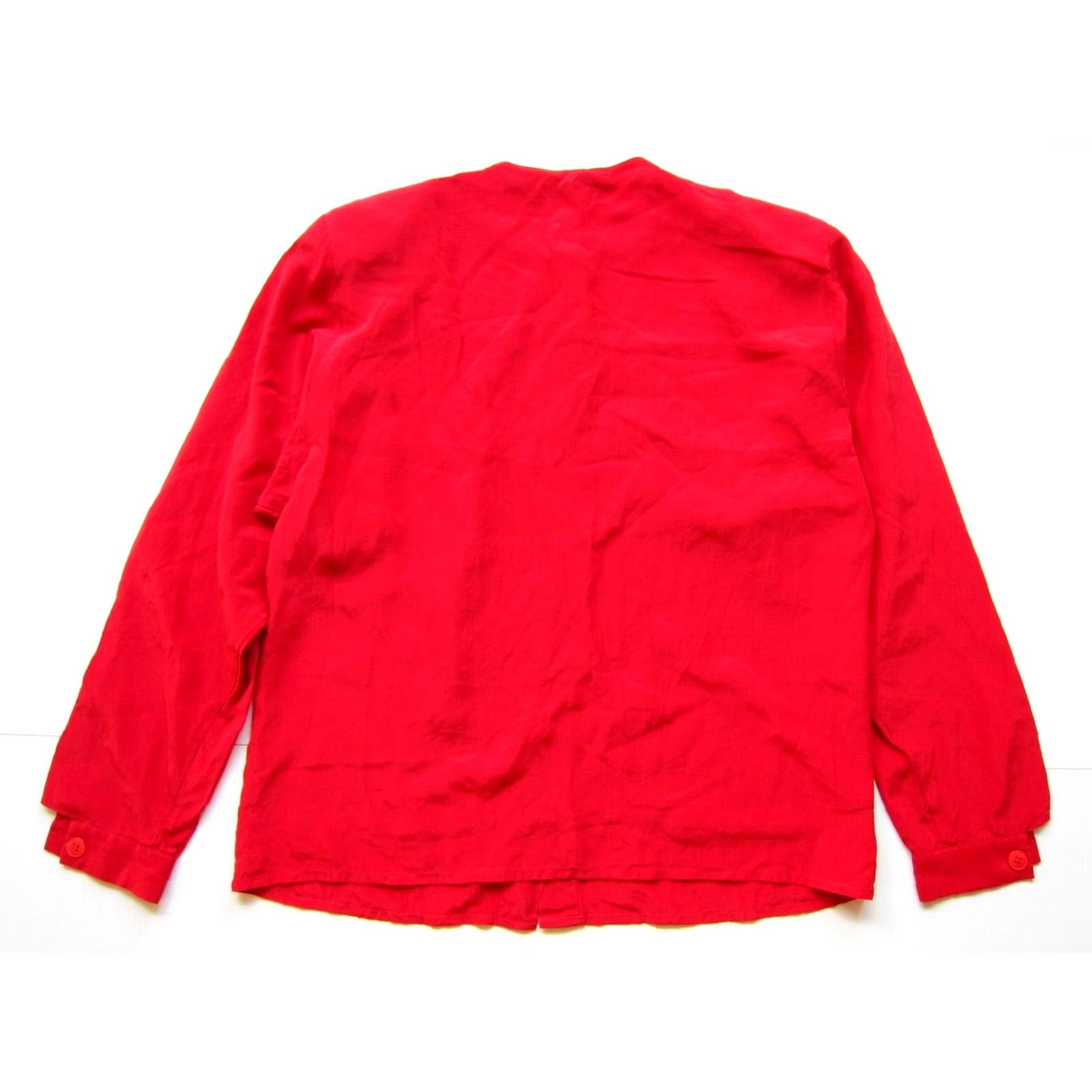 Anne Klein VINTAGE Anne Klein II Blouse Shirt Women 6 Red Silk Long Sleeve Button Down Crew Neck Size M / US 6-8 / IT 42-44 - 2 Thumbnail