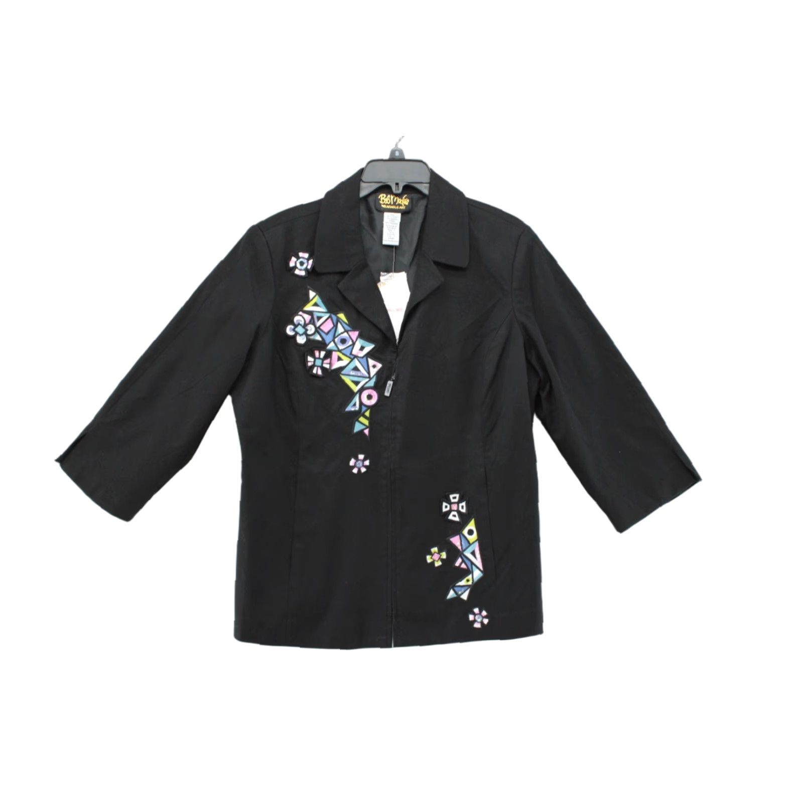 Bob Mackie VINTAGE Bob Mackie Wearable Art Womens Jacket L Black Geometric Embroidered Modern Vintage 90s Style Accessories Womens Size L / US 10 / IT 46 - 1 Thumbnail