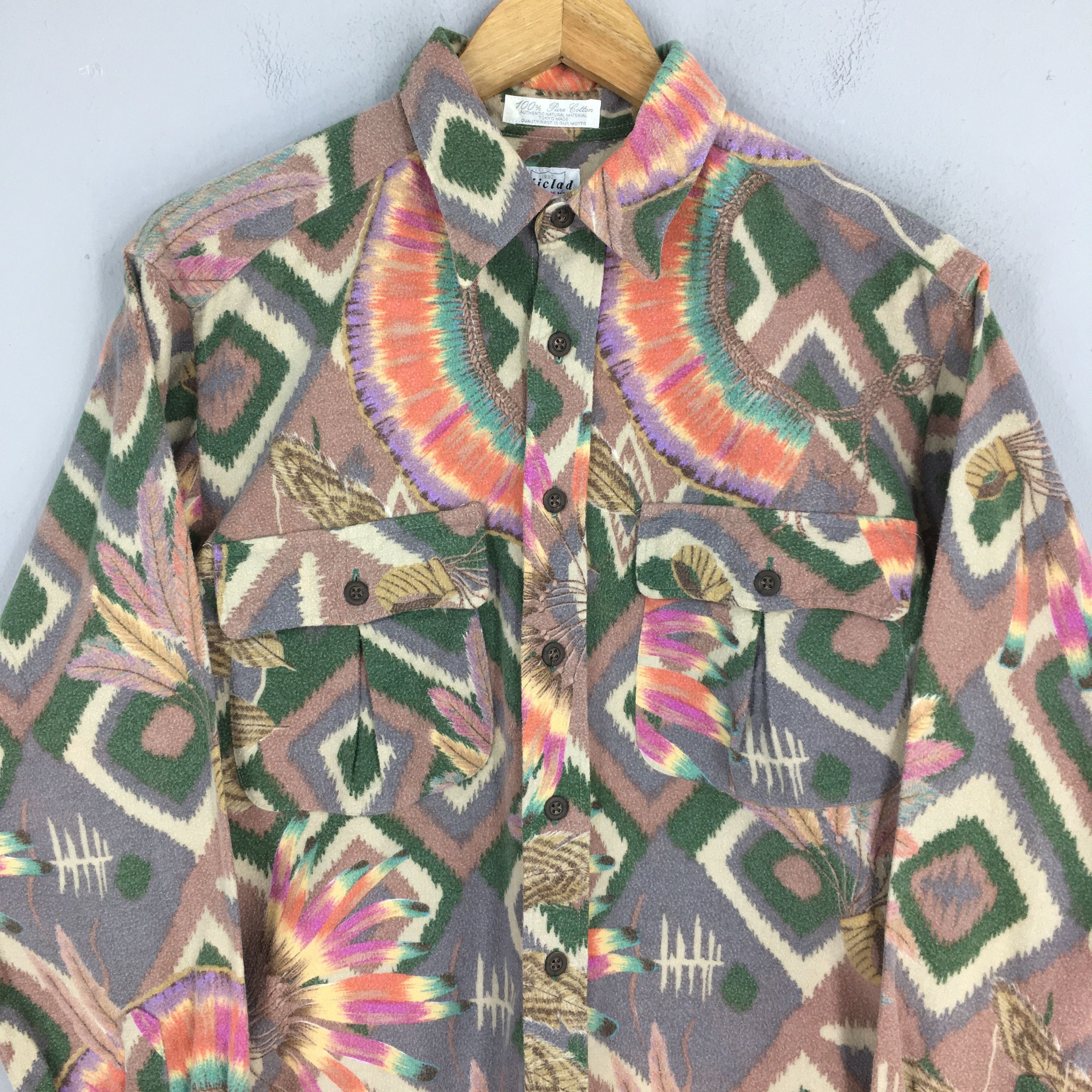 Vintage Vintage Psychedelic Men Casual Oxford Shirt Medium Size US M / EU 48-50 / 2 - 2 Thumbnail