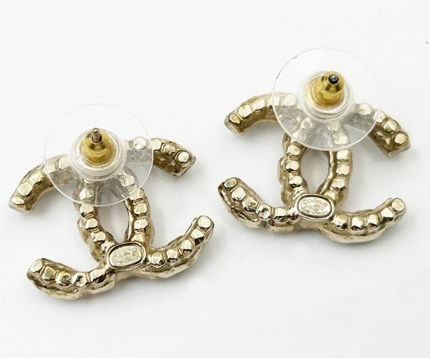Chanel Chanel Gold CC Seed Pearl Mint Crystal PIercing Earrings Size ONE SIZE - 4 Thumbnail