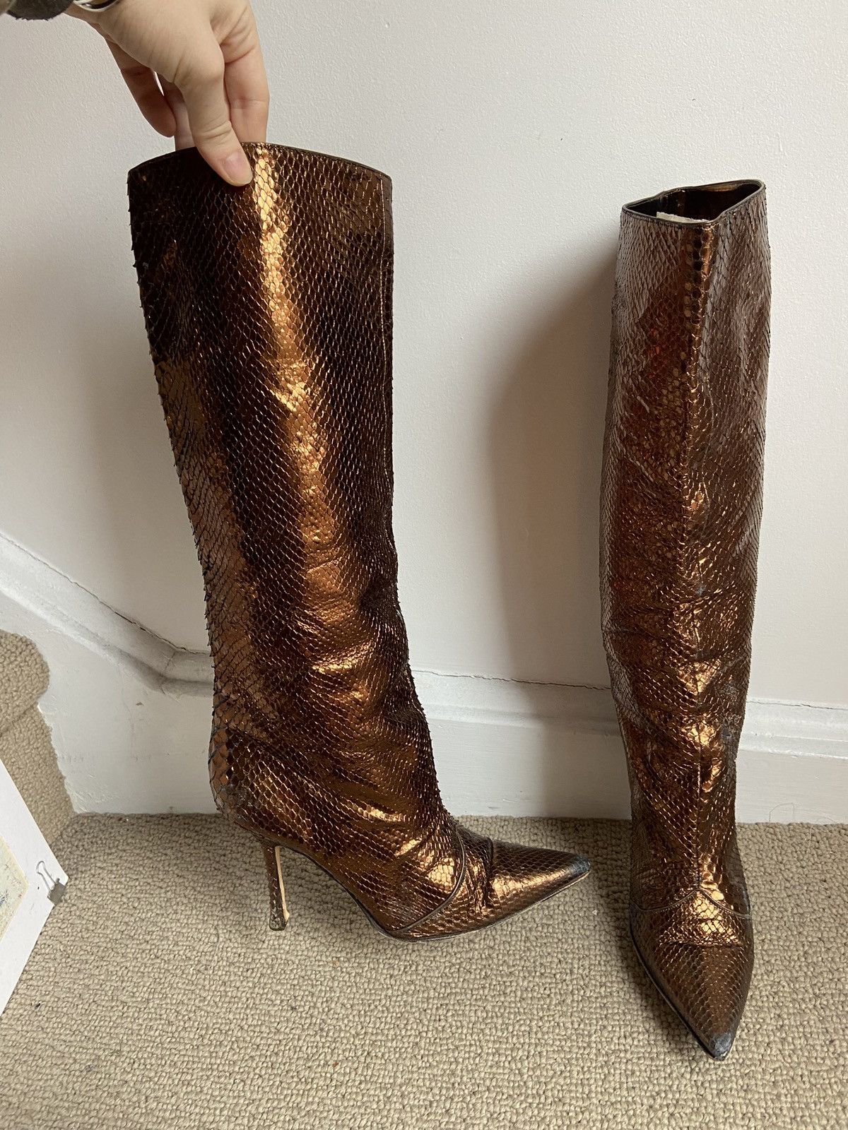 Jimmy Choo Jimmy Choo Mavis Python Metallic Boots Size US 8 / IT 38 - 6 Thumbnail