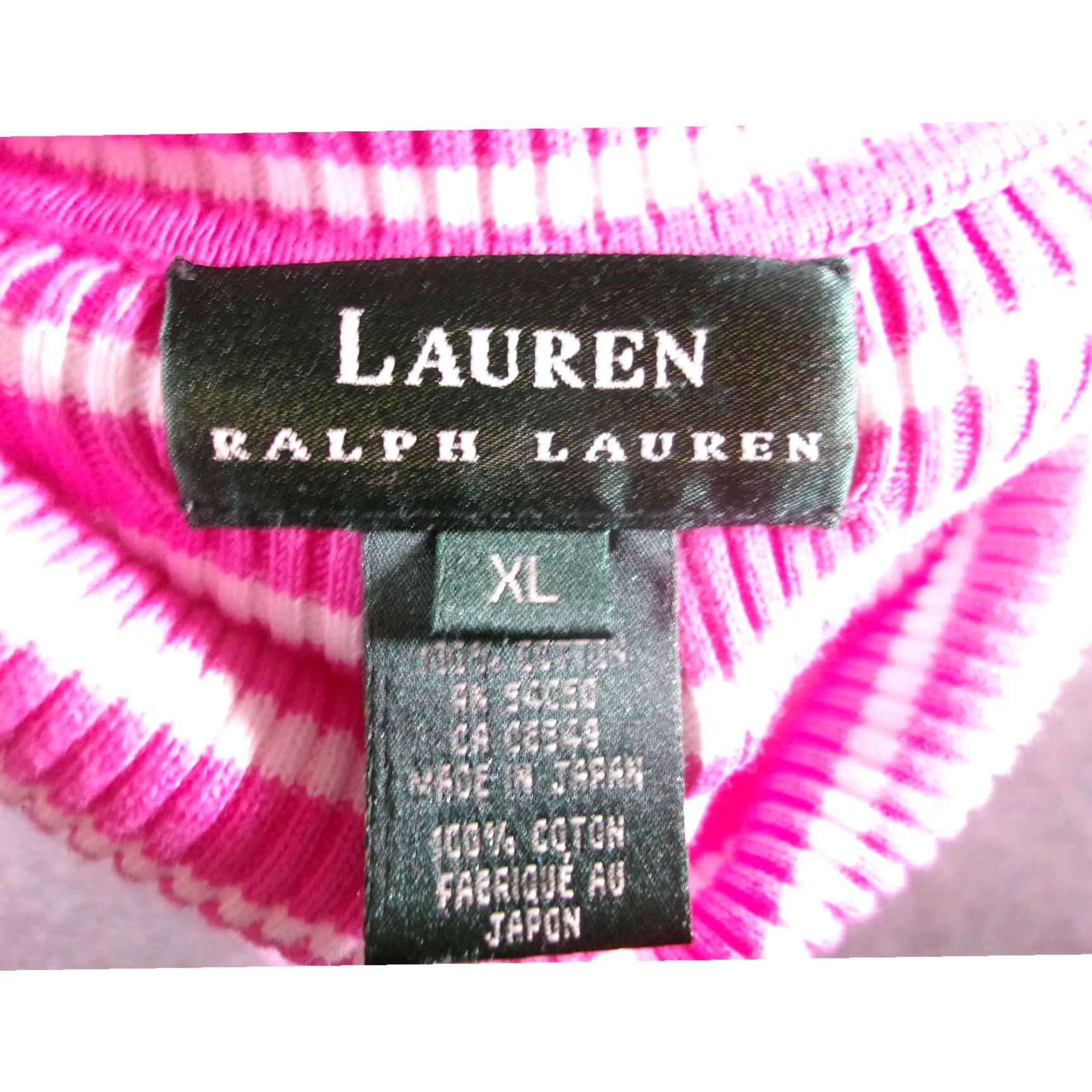 Ralph Lauren Lauren Ralph Lauren Tank Top Women XL Pink Striped Ribbed Turtleneck Preppy Women Size XL / US 12-14 / IT 48-50 - 7 Thumbnail