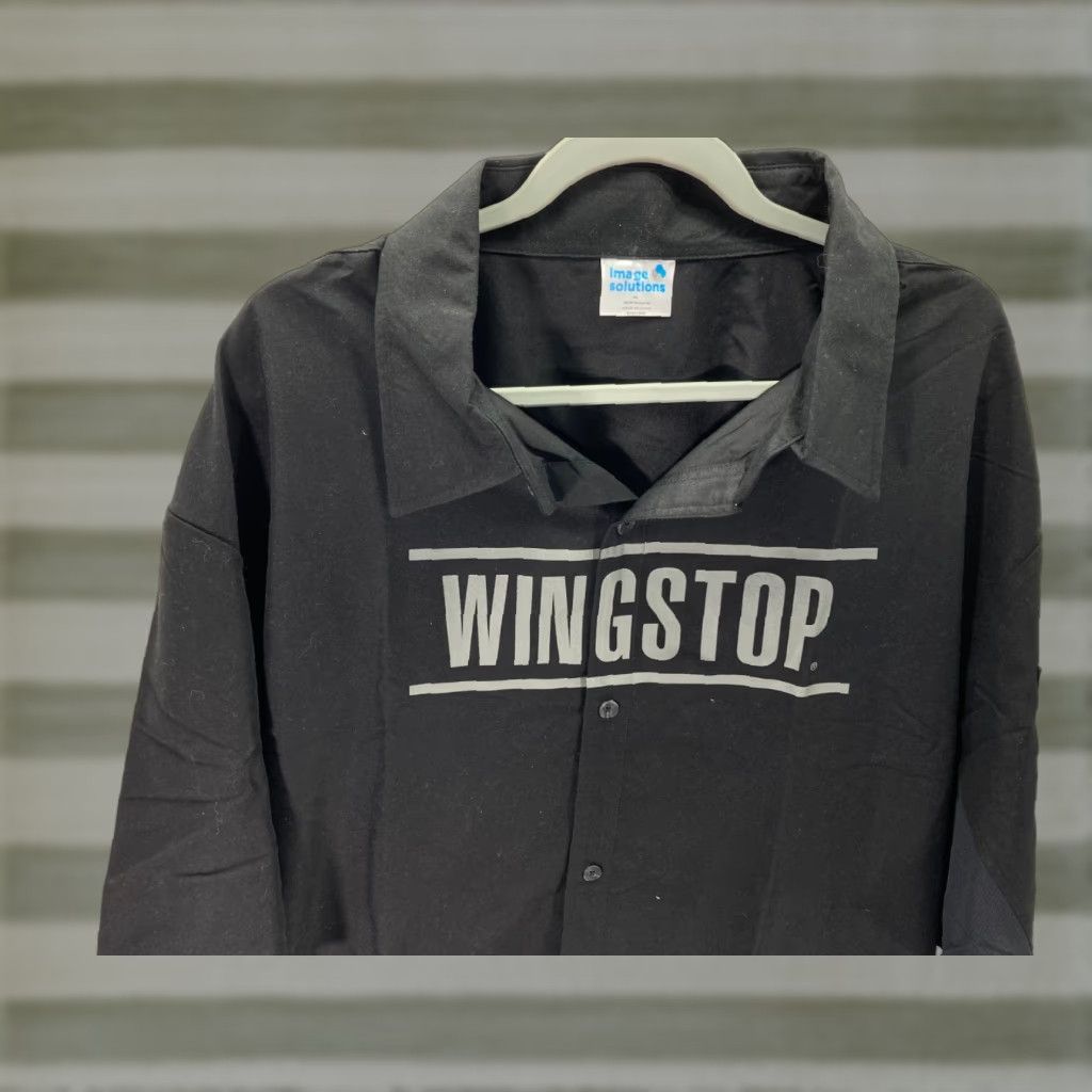 Vintage Wingstop Image Solutions Employee Button Up Shirt Mens XL Black Short Sleeve Size US XL / EU 56 / 4 - 1 Thumbnail