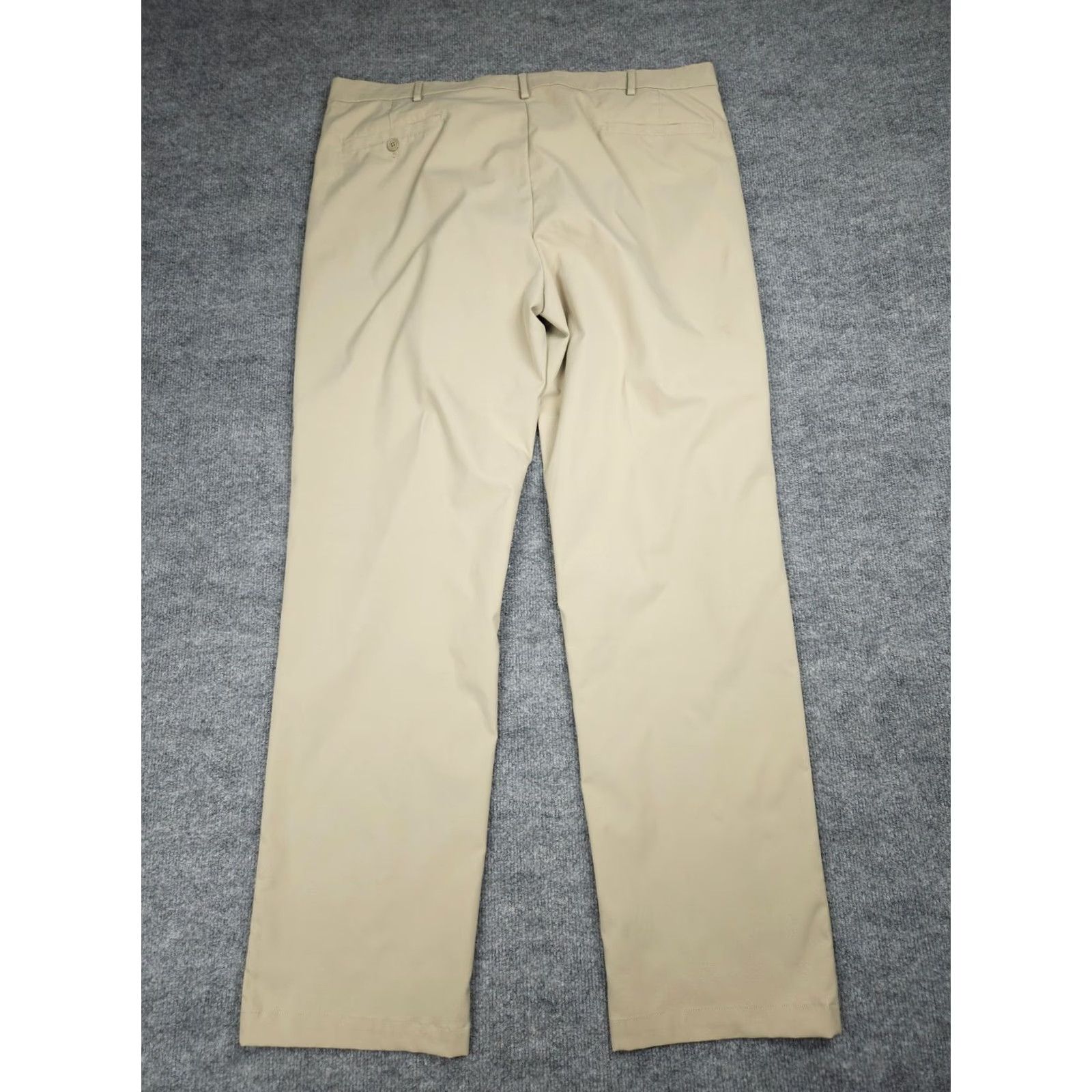 Vintage ScotteVest Pants Mens 41 x 34 Beige Chino Travel 100% Poly SEV-02 | Regular Straight Pockets Stretch Mens Size 42R - 2 Thumbnail