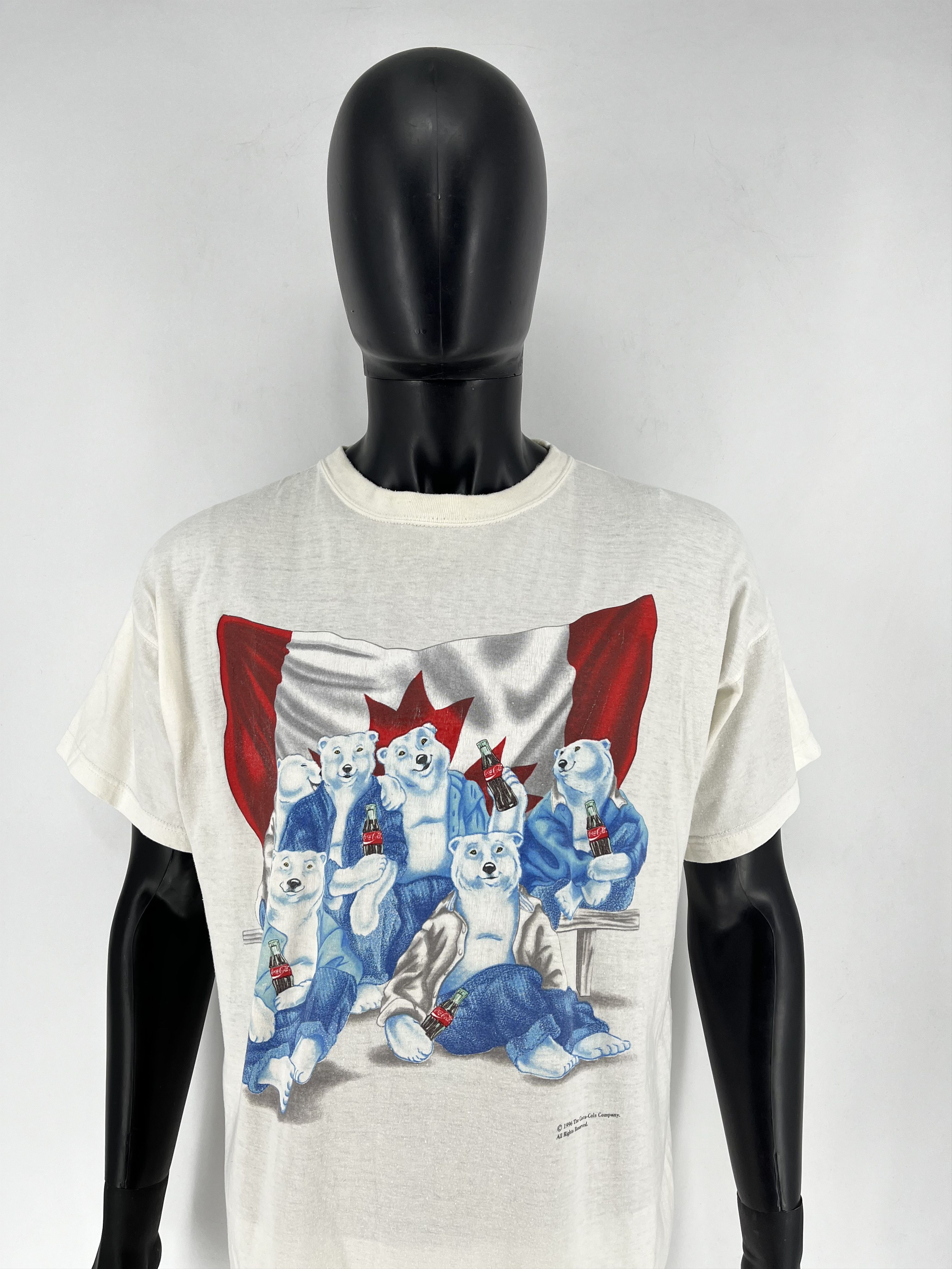 Coca Cola × Vintage Vintage 1996 Single Stitch Coca-Cola Heather Gray Graphic Size US XL / EU 56 / 4 - 1 Thumbnail