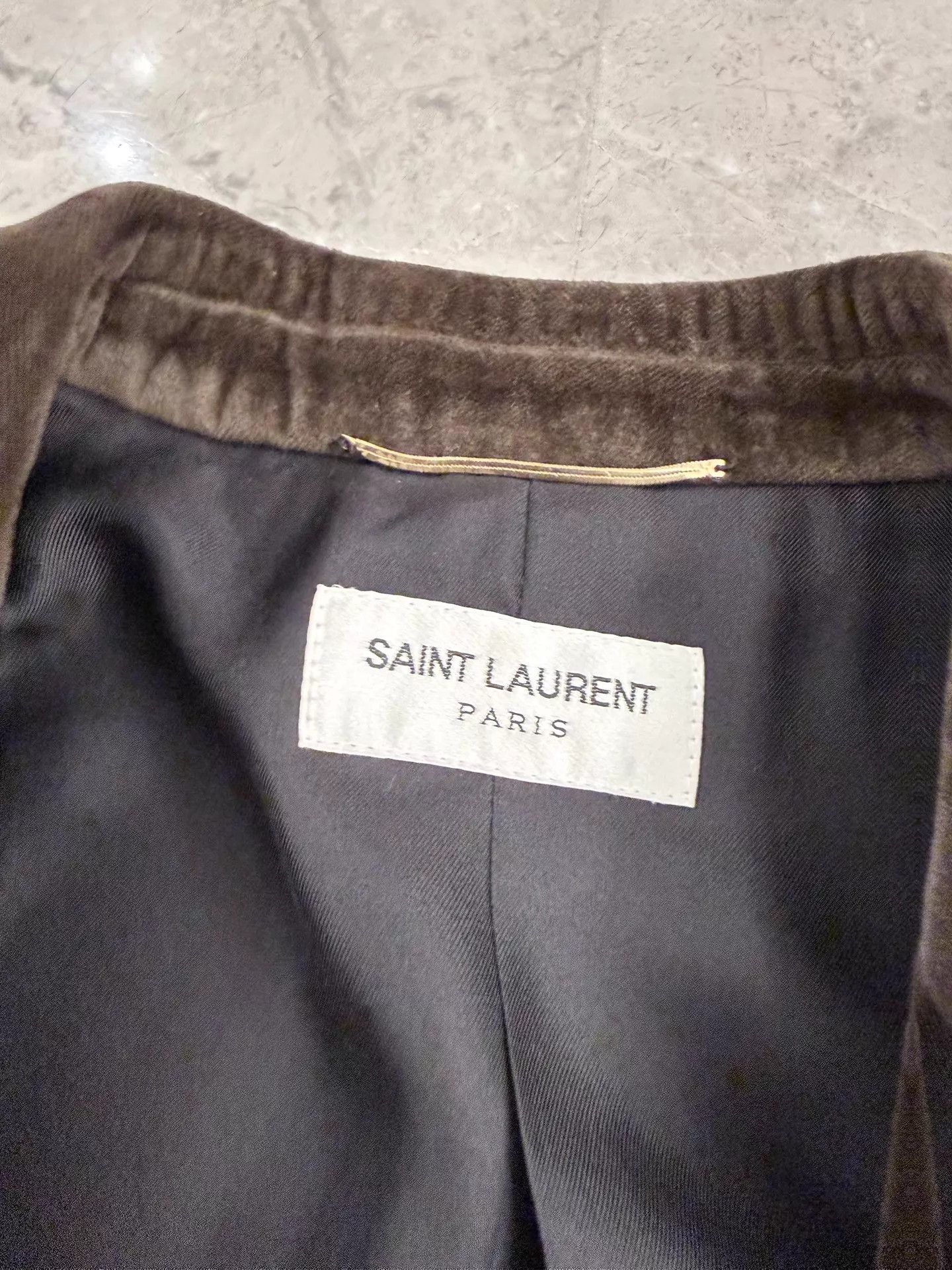 Saint Laurent Paris Saint Laurent le smoking brown & green velvet F36 (44) Size XS / US 0-2 / IT 36-38 - 4 Thumbnail