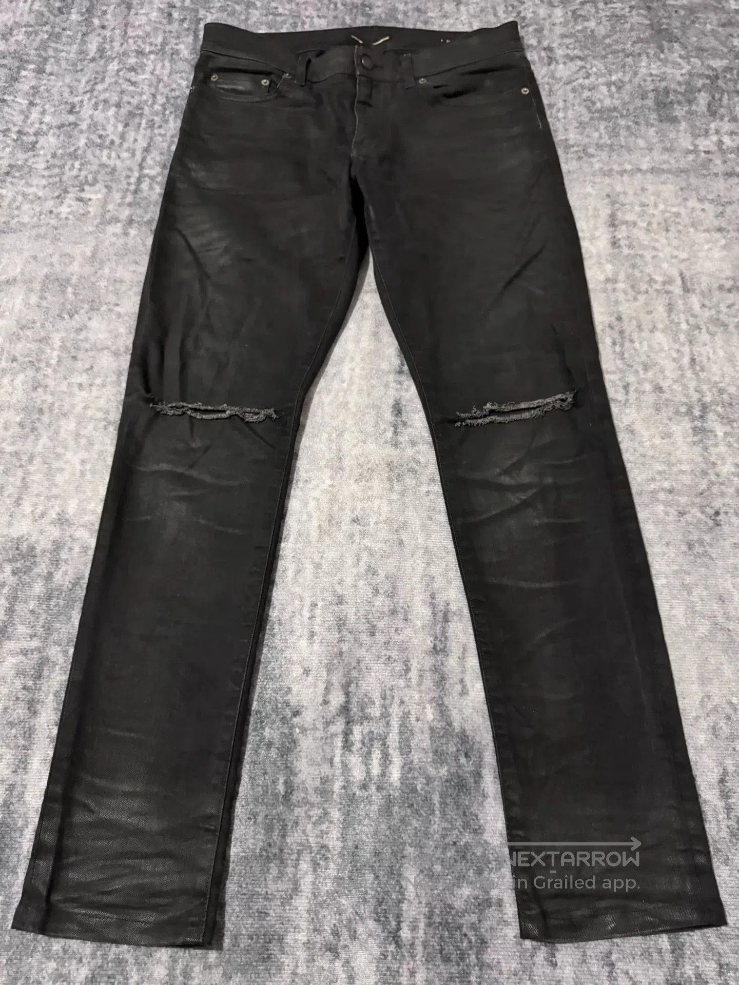 Saint Laurent Paris Saint Laurent Black Coated Jeans. Size US 31 - 1 Thumbnail