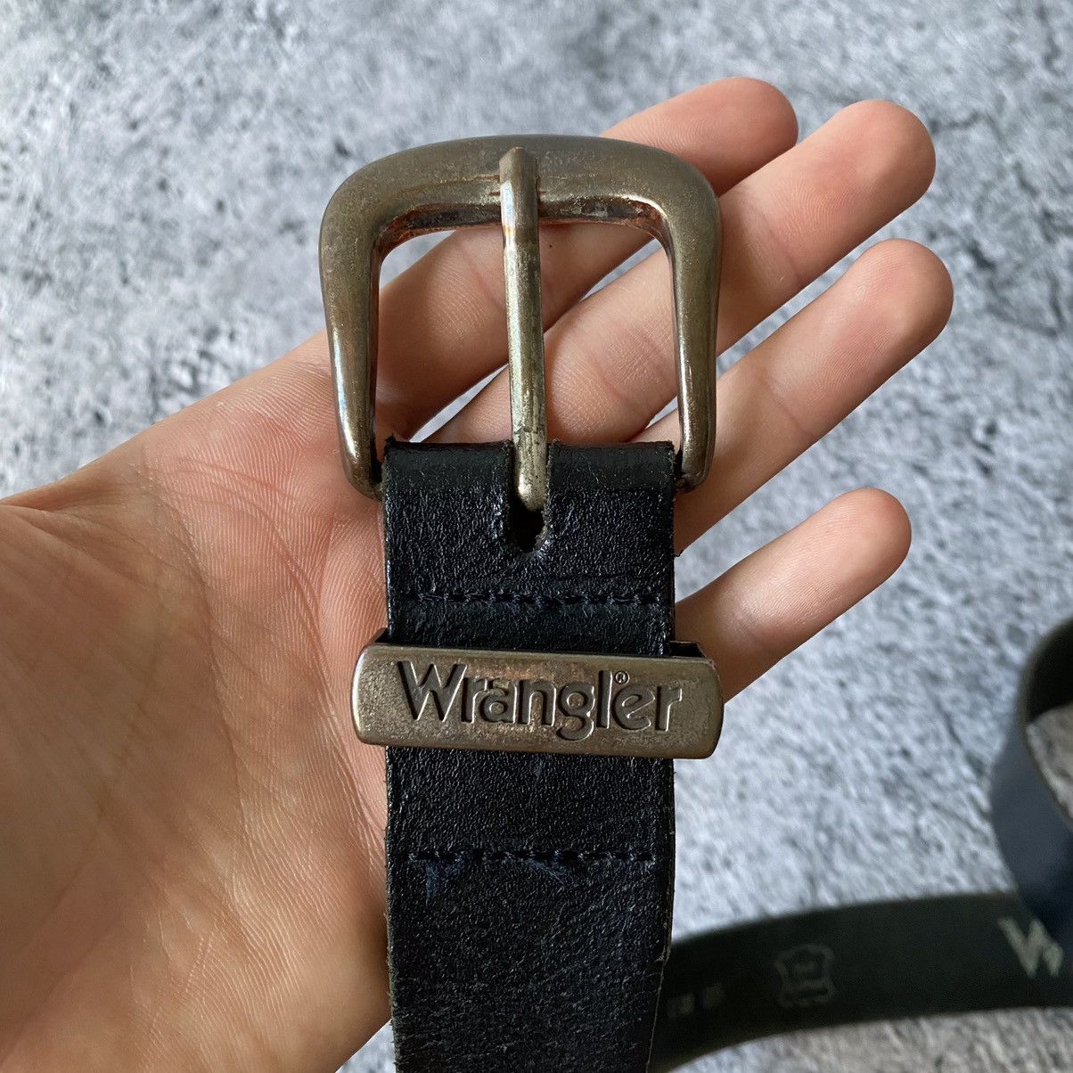 Leather × Vintage × Wrangler Vintage black leather belt Wrangler Size ONE SIZE - 4 Thumbnail