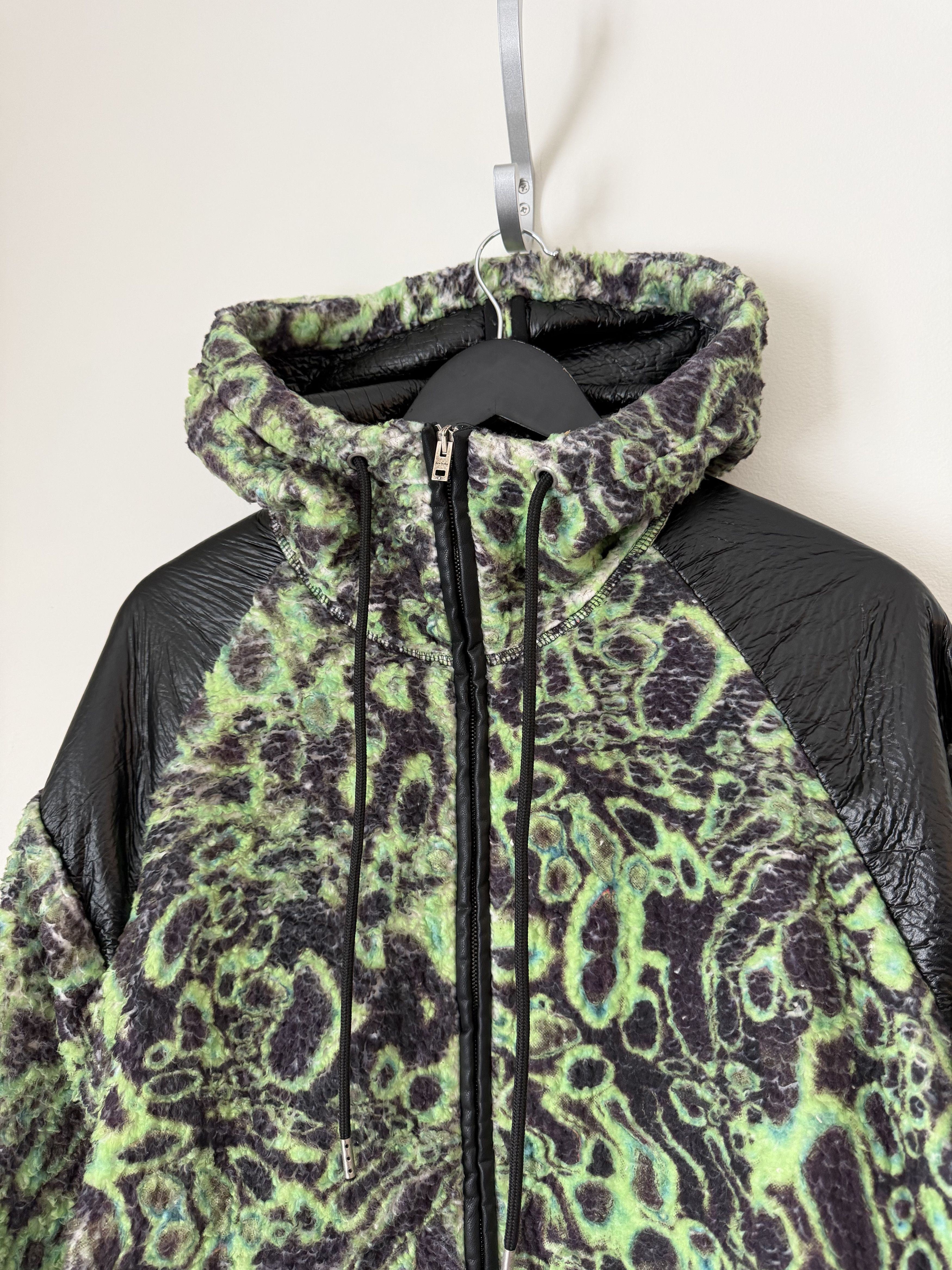 Acne Studios Acne Studios Odovo Coated Soft Teddy Jacket in Green Black Size US S / EU 44-46 / 1 - 2 Thumbnail