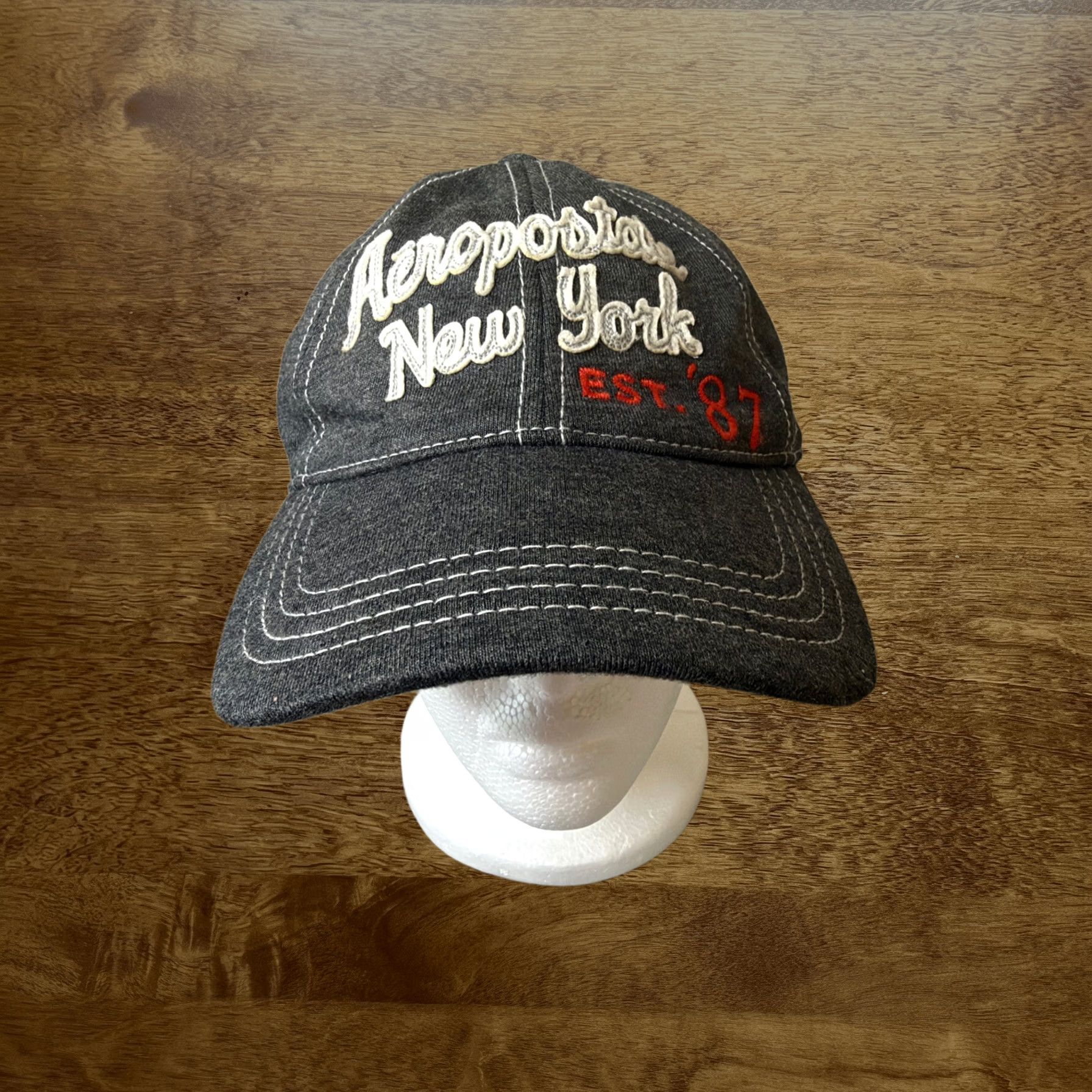 Aeropostale Aeropostale Hat Gray L/XL New York Est 87 Embroidered Tek Flex Cap Mens Size ONE SIZE - 1 Thumbnail