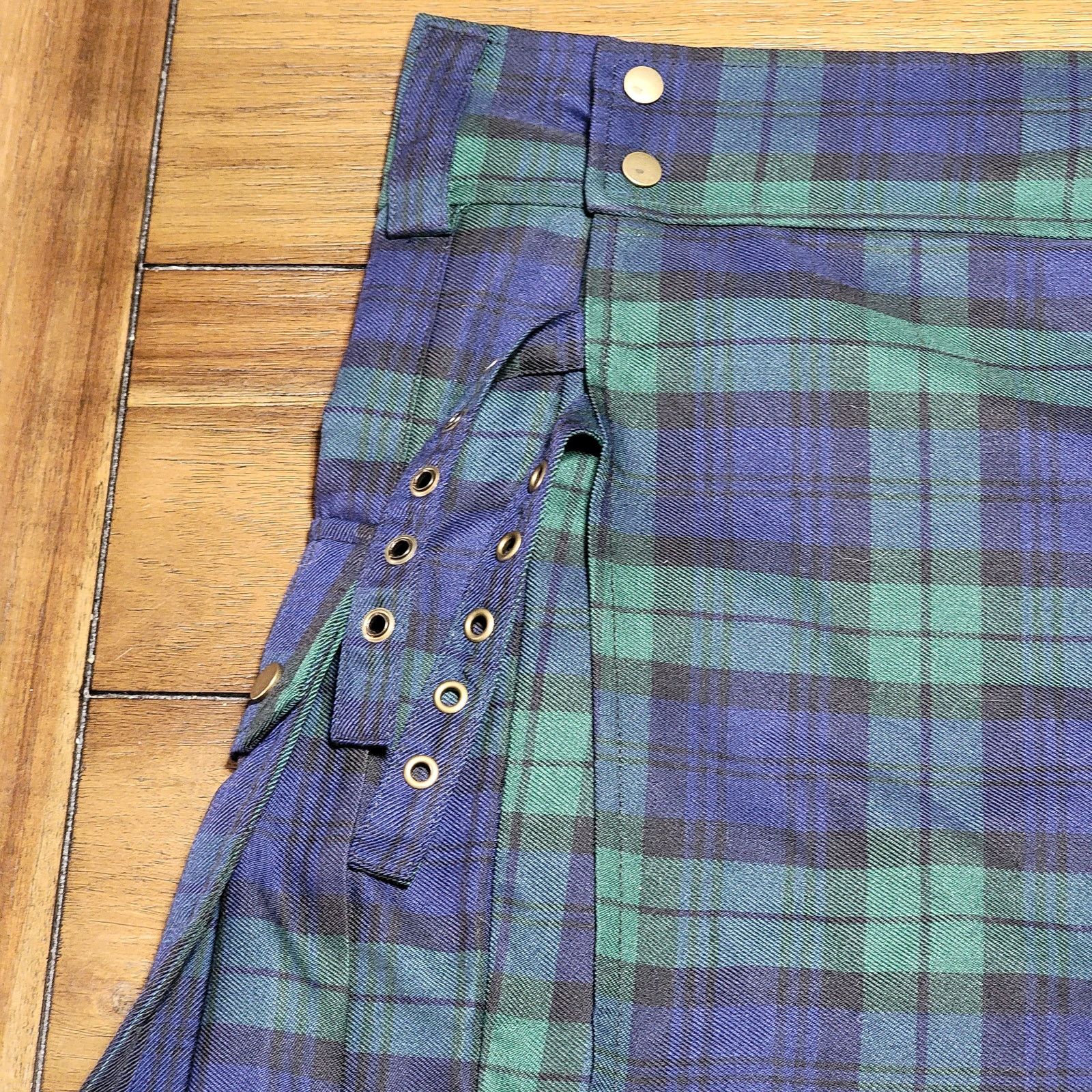 Other Men's Heavy Tartan Utility Kilt Green & Blue - Size XL Size 40" / US 18 - 4 Thumbnail