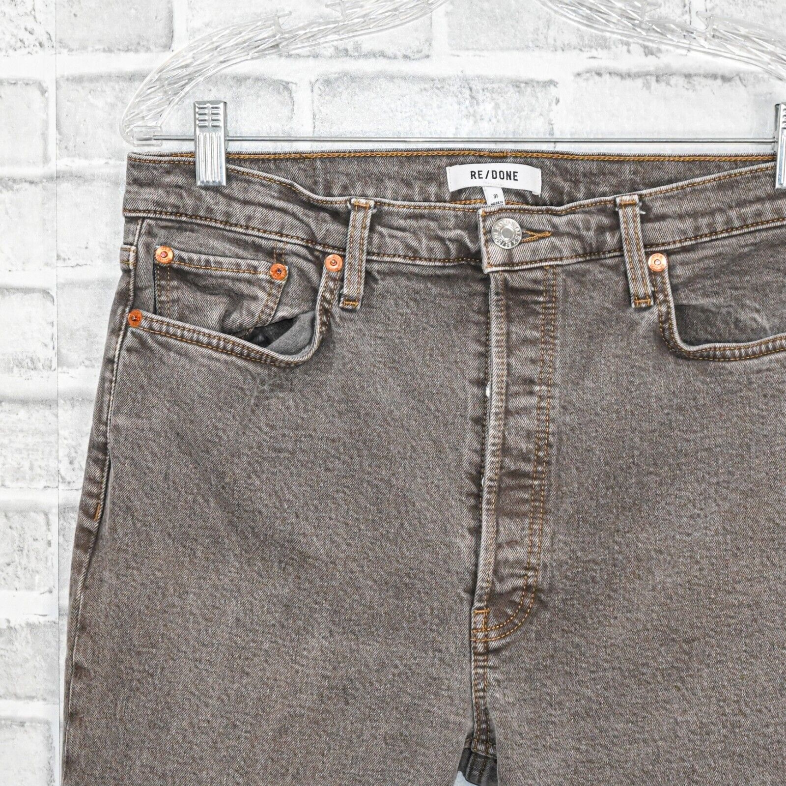 RE/DONE RE/DONE 70s Ultra High Rise Stove Pipe Jeans Grey wash raw Size US 31 - 5 Thumbnail