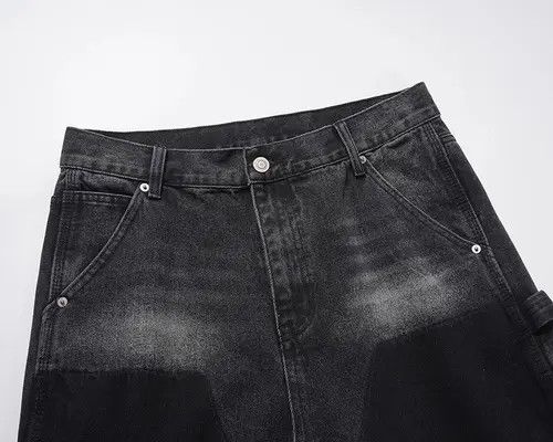 VIBE High street patchwork raw edge logging denim shorts Size US 34 / EU 50 - 8 Thumbnail