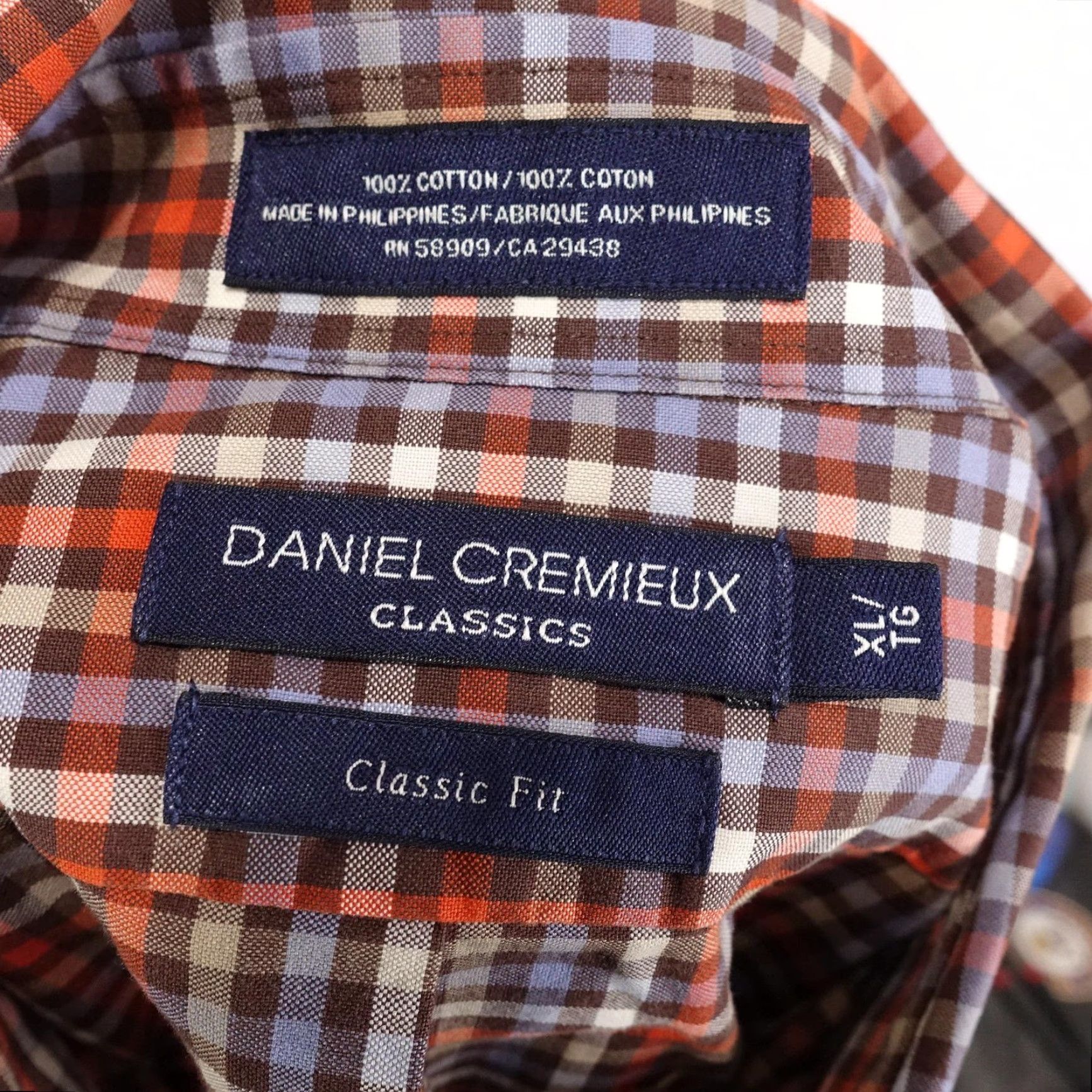 Cremieux Daniel Cremieux Shirt Mens XL Orange Brown Plaid Button Down Long Sleeve Size US XL / EU 56 / 4 - 6 Thumbnail