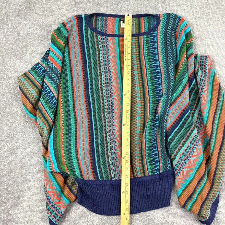 Vintage NOVICA Sweater Womens L/XL Multi Boho Striped Alpaca Blend Batwing Poncho Size XL / US 12-14 / IT 48-50 - 3 Thumbnail