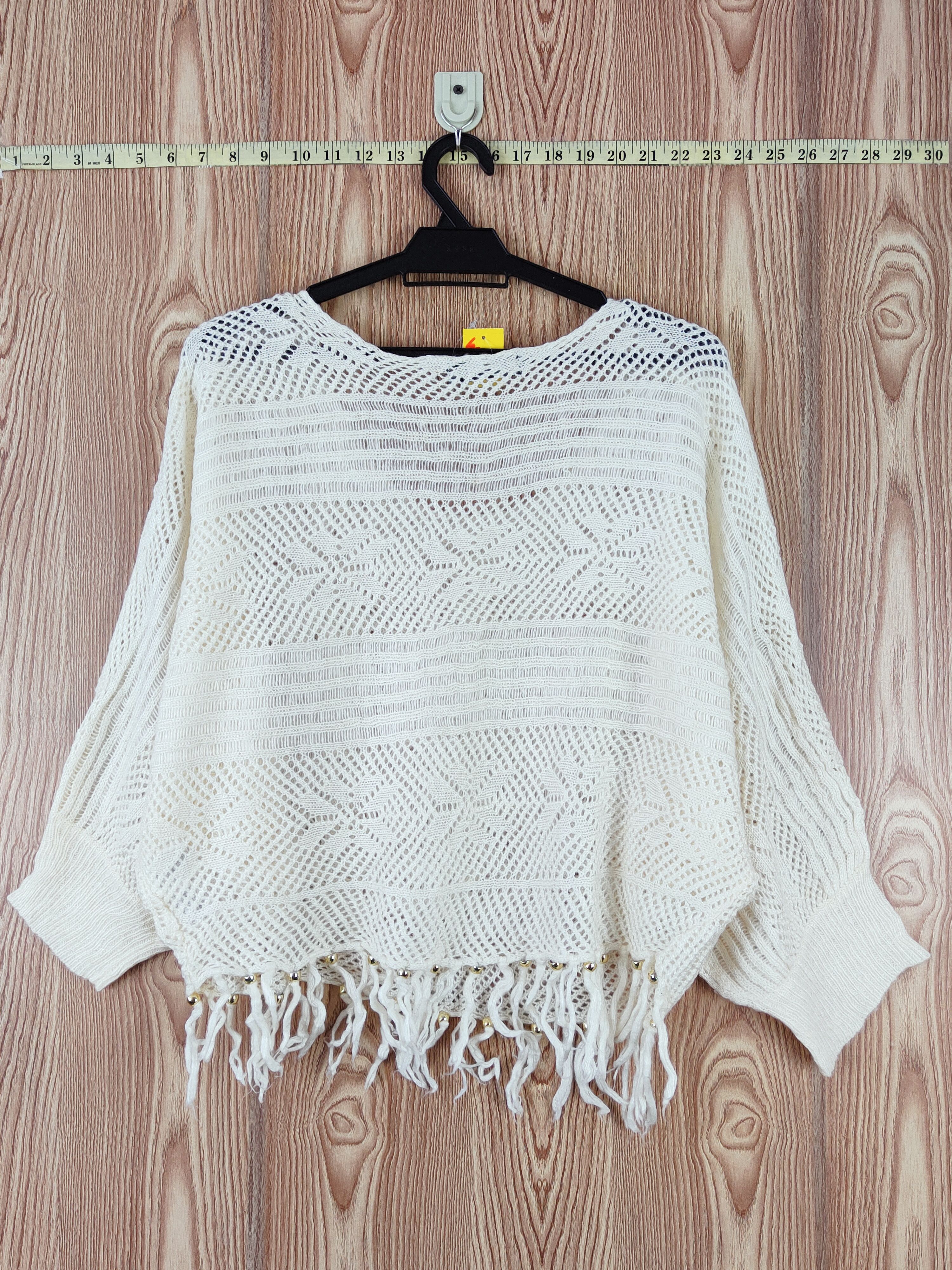 Aran Isles Knitwear × Japanese Brand × Vintage Cecil McBee Cream Mesh Net Knitwear Crop Tops #W560 Size M / US 6-8 / IT 42-44 - 9 Thumbnail