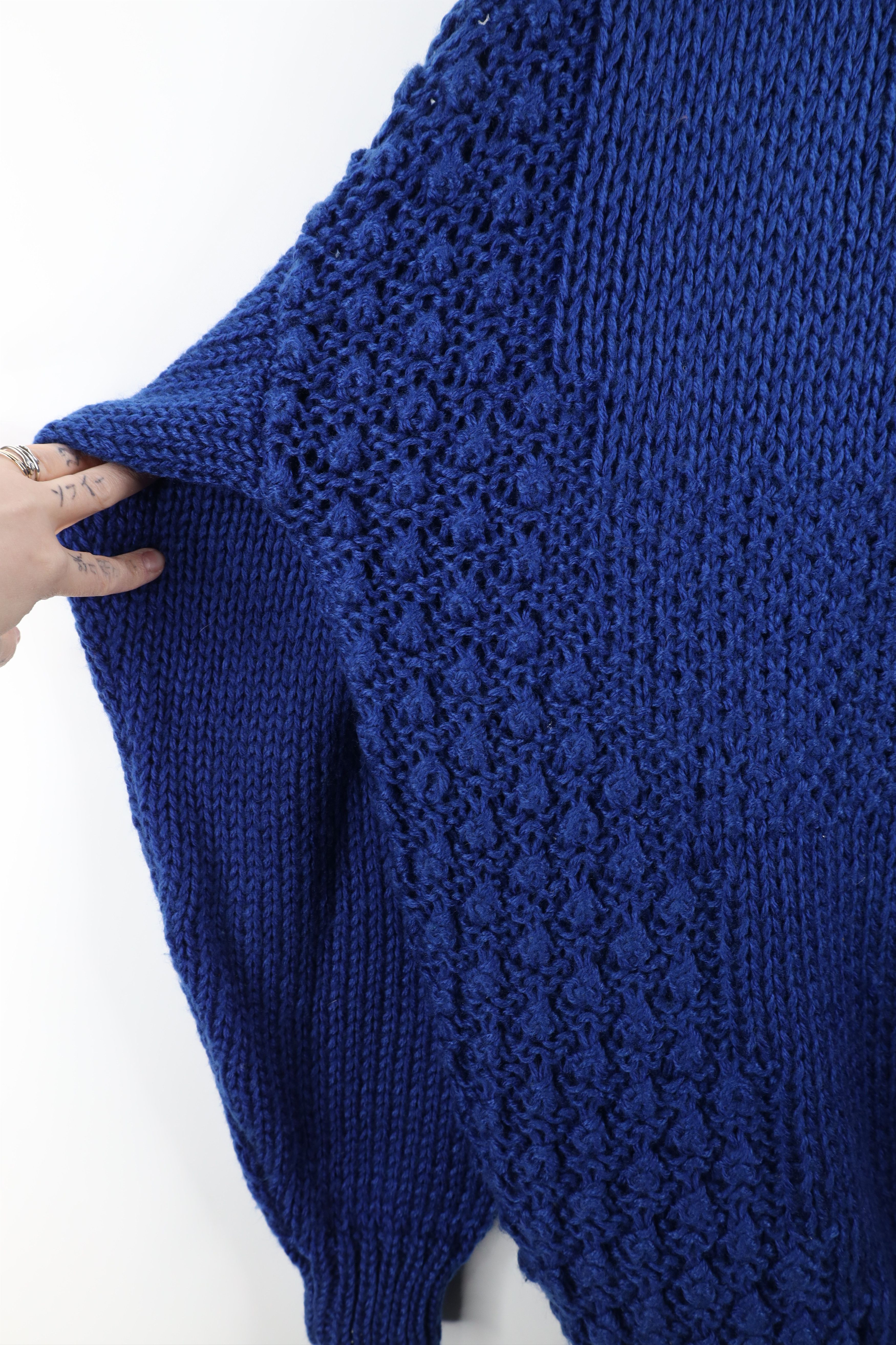 Vintage Vintage 90s Streetwear Textured Crochet Knit Sweater Blue Size US M / EU 48-50 / 2 - 6 Thumbnail