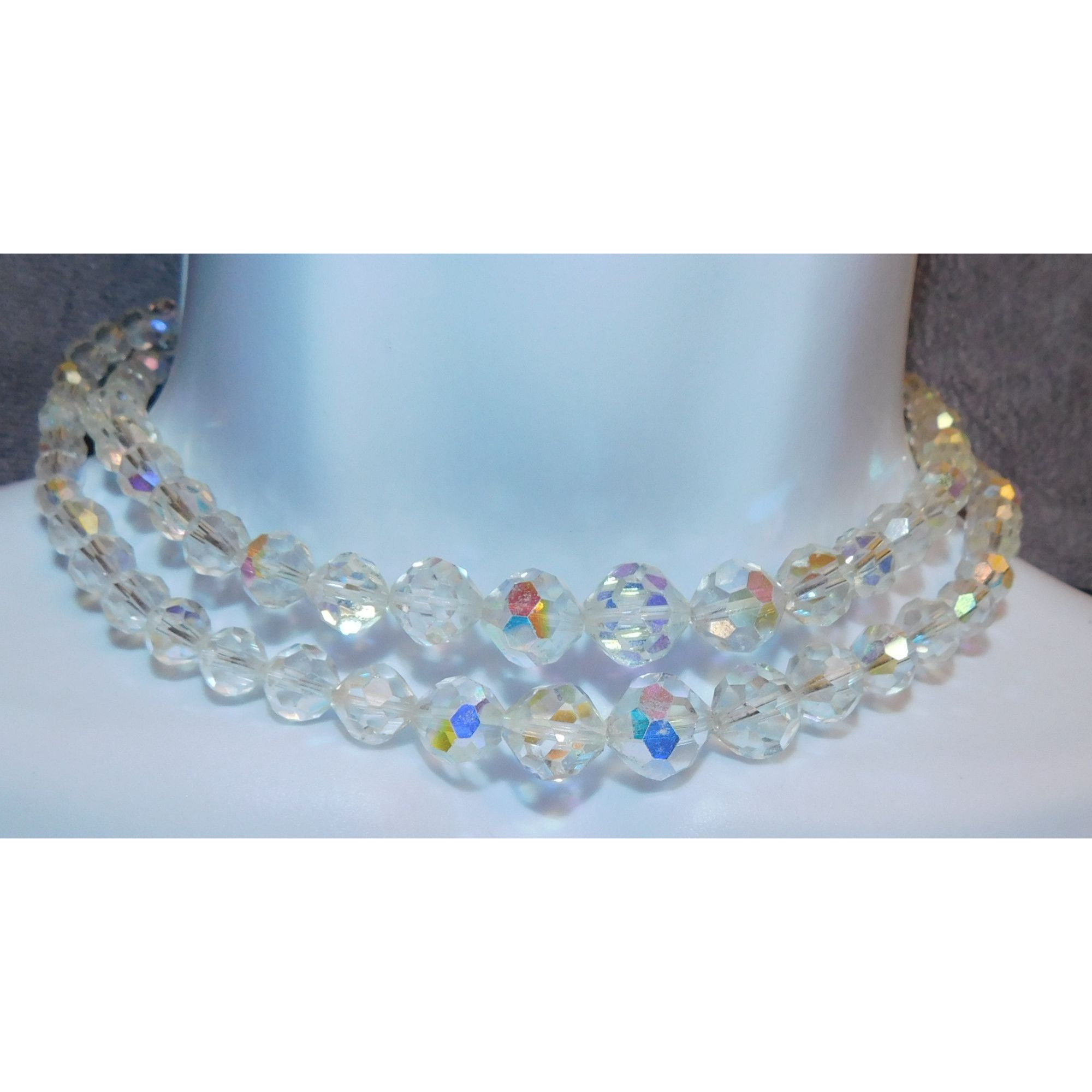 Other Vintage Aurora Borealis Crystal Beaded Double Strand Necklac Size ONE SIZE - 1 Thumbnail