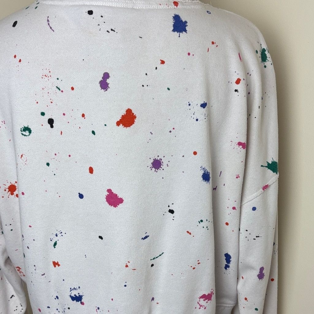 Champion Champion White Cropped Sweatshirt Multi Splatters XS Vintage Size XS / US 0-2 / IT 36-38 - 5 Thumbnail
