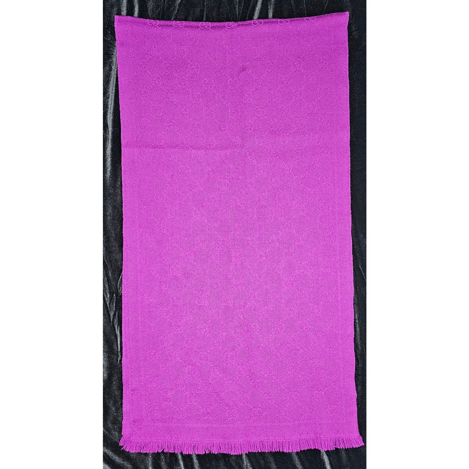 Gucci Gucci Muffler Stole Wool GG Pattern Fringe Purple Size ONE SIZE - 5 Thumbnail