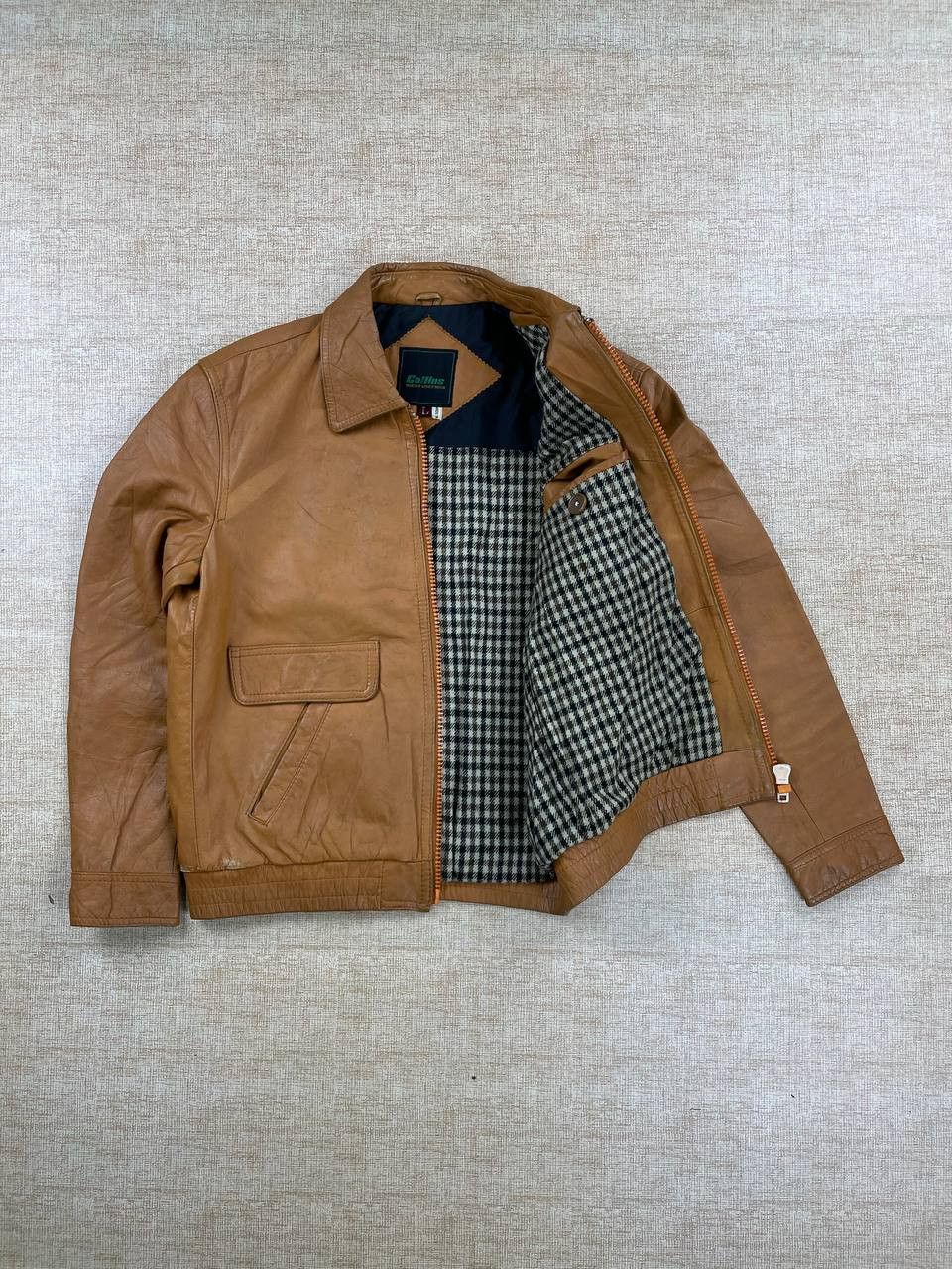 Leather Vintage COLLINS Classic Bomber Leather Jacket Size US M / EU 48-50 / 2 - 5 Thumbnail