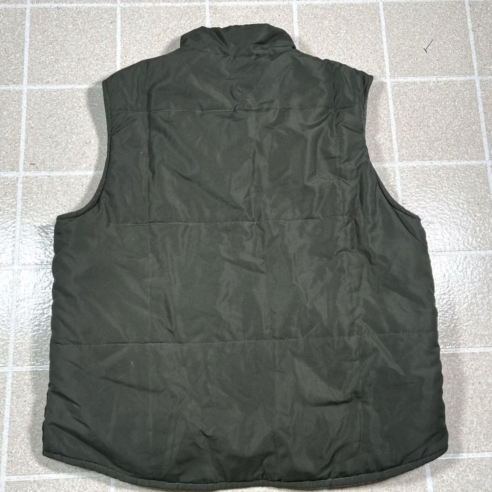 Olive VINTAGE Trans Nine Olive Green Fleece Lined Nylon Puffer Grunge Vest Men Vest S Small Greensosis Size US S / EU 44-46 / 1 - 3 Thumbnail