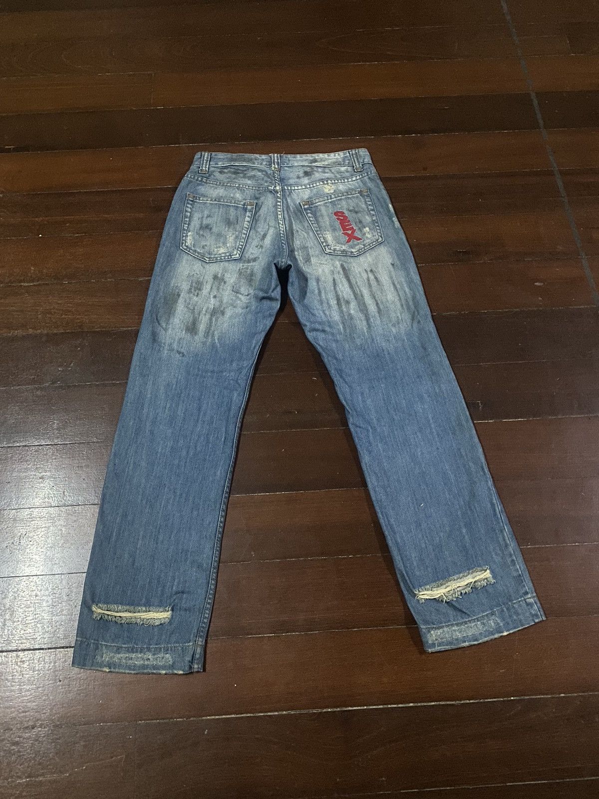 DOLCE & GABBANA SEX FLARE JEANS DISTRESSED RIPPED SPLATED