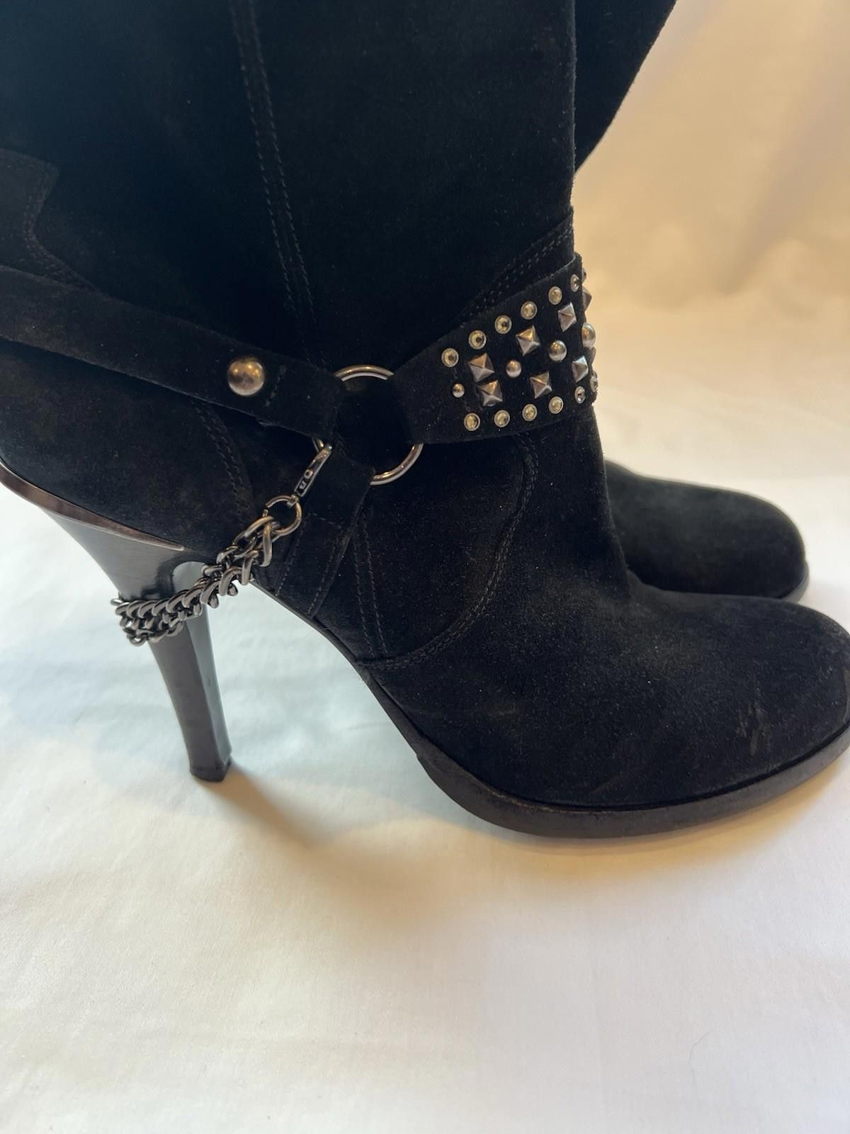 Barneys New York Barneys New York Womens Black Suede Studded Cowboy Boots 8.5 Size US 8.5 / IT 38.5 - 5 Thumbnail