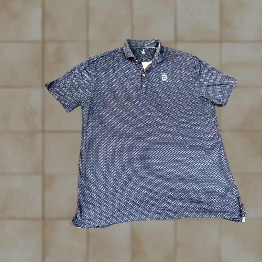 johnnie-O johnnie-O Polo Shirt Mens XL Blue Featherweight Aspen Glen Palm Print Golf Shirt Size US XL / EU 56 / 4 - 1 Thumbnail