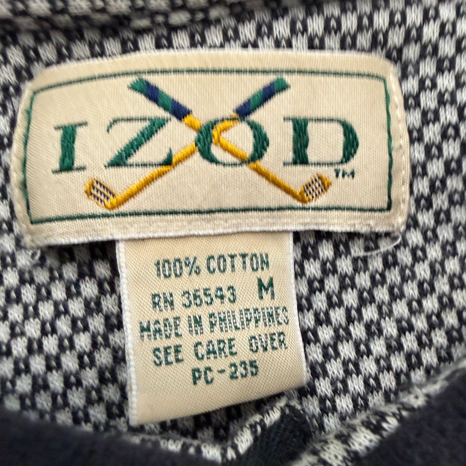 Vintage Vintage Izod Rugby Polo Shirt Mens Medium Black Geometric Size US M / EU 48-50 / 2 - 4 Thumbnail