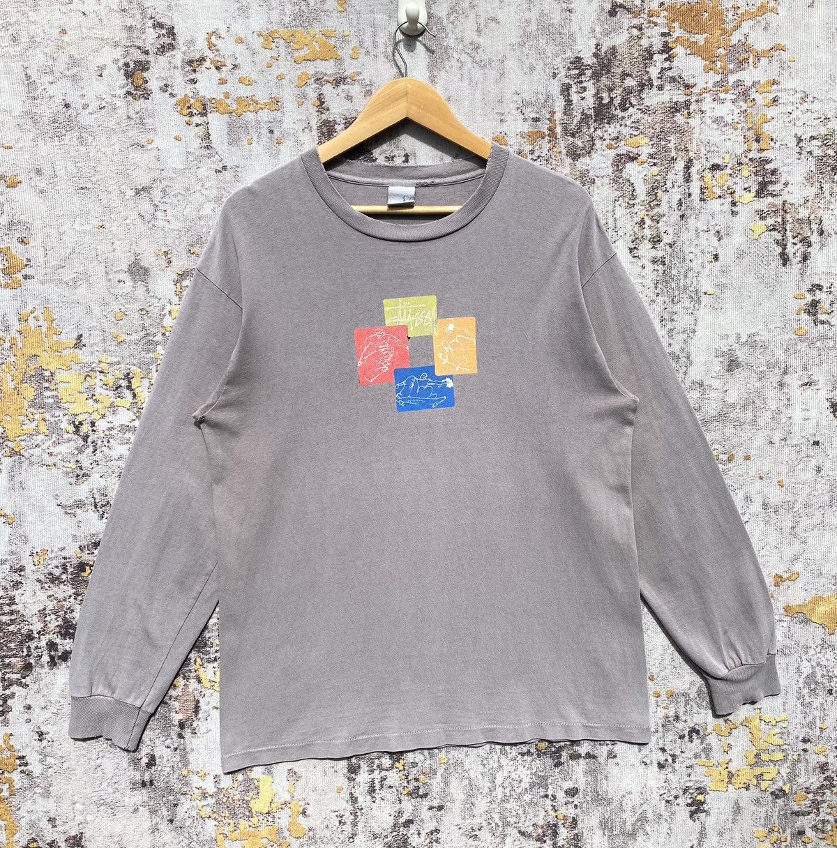 Vintage 90s Stussy Skateboard Long Sleeve Shirt Distressed