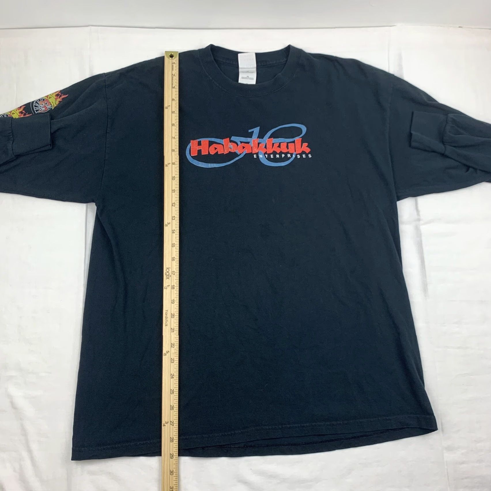 Gildan VINTAGE Habakkuk Enterprises Long Sleeve Shirt Men's XL Black Motorcycles Flames 90s Y2K Shirt Size US XL / EU 56 / 4 - 4 Thumbnail