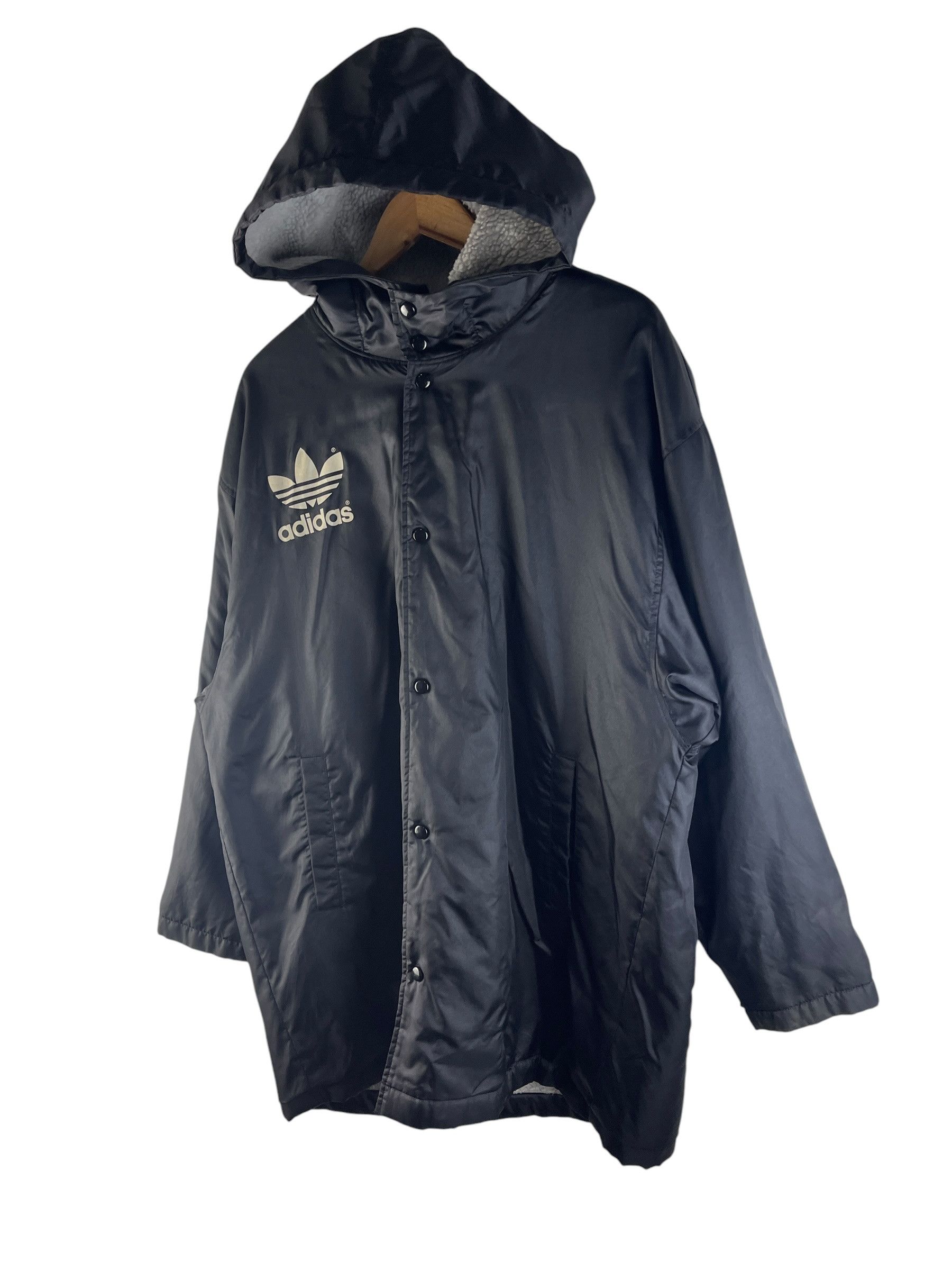 Adidas Vintage 90s Adidas Trefoil Fleece Lined Hooded Jacket Size US L / EU 52-54 / 3 - 7 Thumbnail