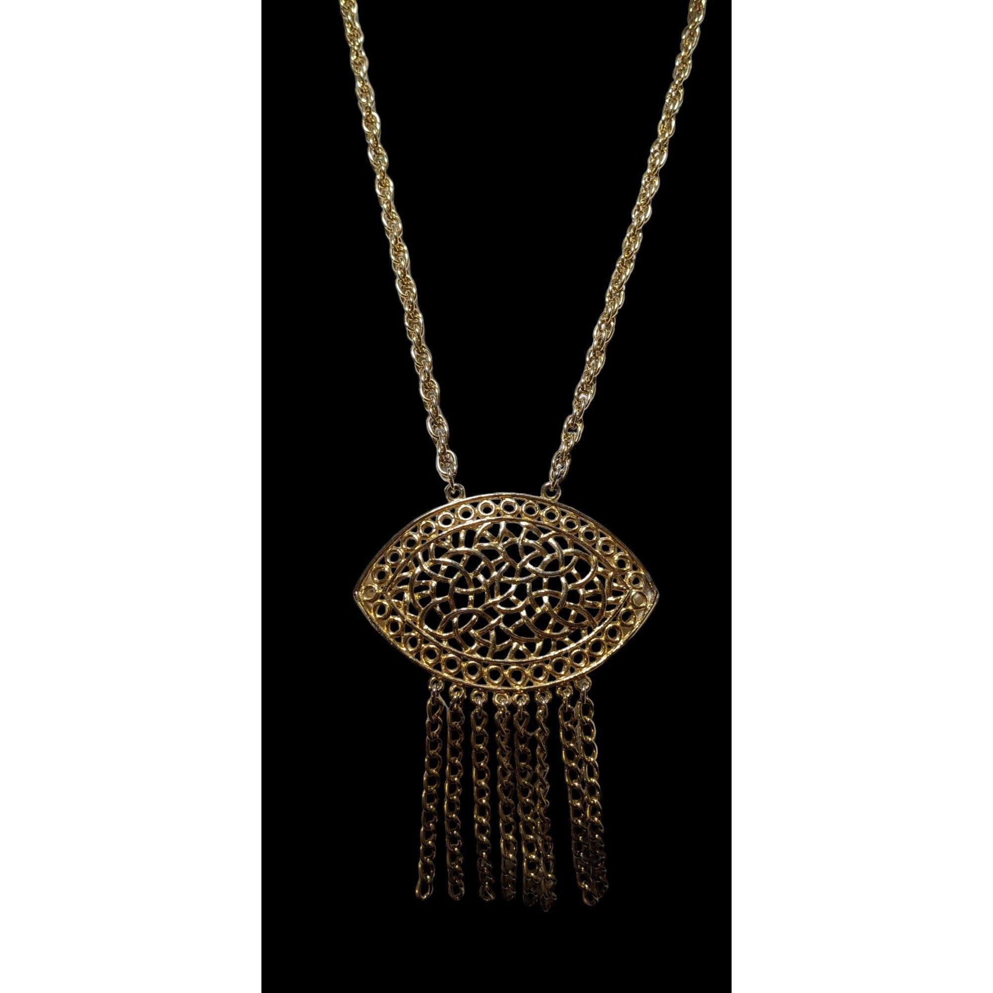 Other Gold Fringe Open Floral Medallion Necklace Size ONE SIZE - 2 Thumbnail