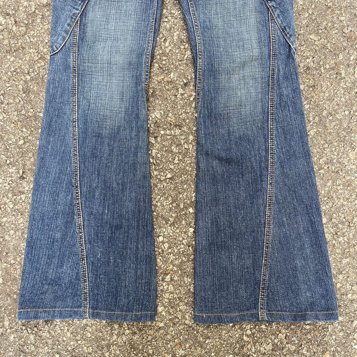 If Six Was Nine Flared Cargo Denim Brappers Boot Cut Jeans Low Rise Size US 28 / EU 44 - 3 Thumbnail