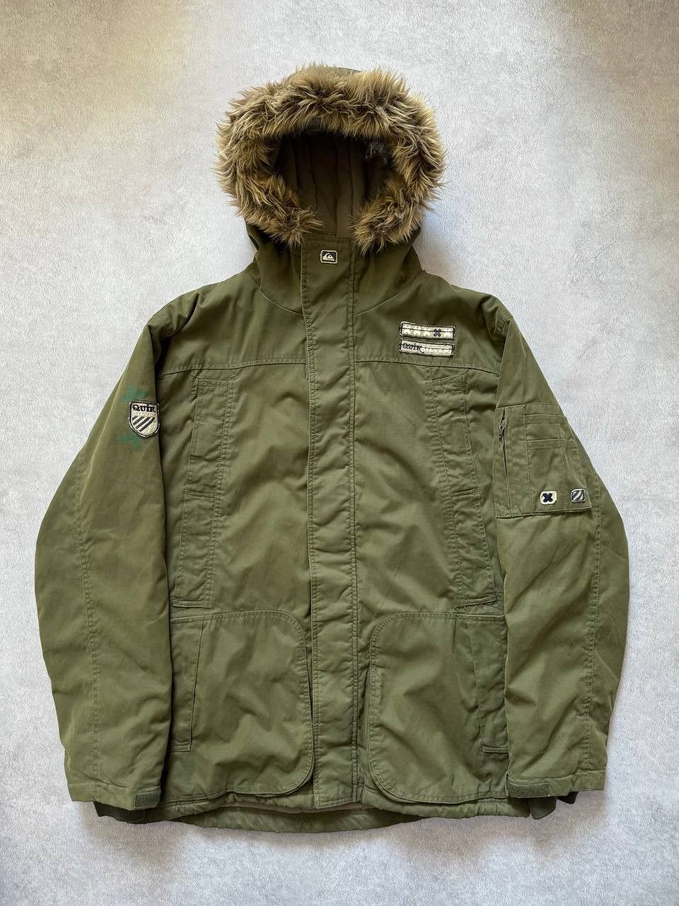 Quiksilver Vintage Quiksilver Olive Green Parka Jacket Fur Hood Size US XL / EU 56 / 4 - 1 Thumbnail