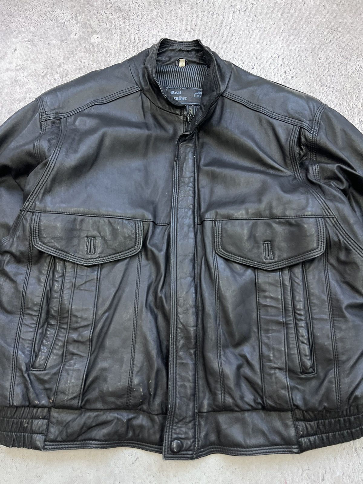 Other Vintage Y2K Black Bomber Leather Jacket Boxy Utility Size US M / EU 48-50 / 2 - 3 Thumbnail