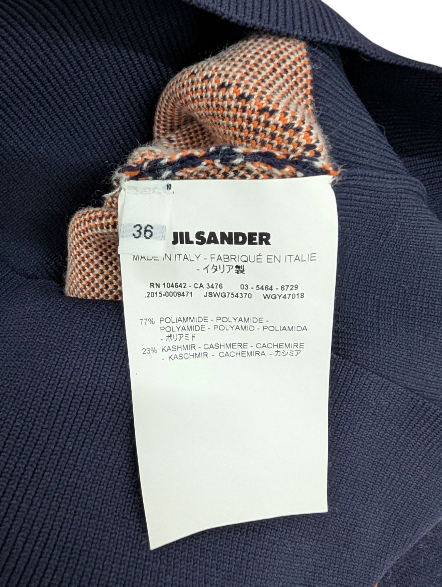 Jil Sander Navy Striped Round Neck Sweater Size XS / US 0-2 / IT 36-38 - 6 Thumbnail