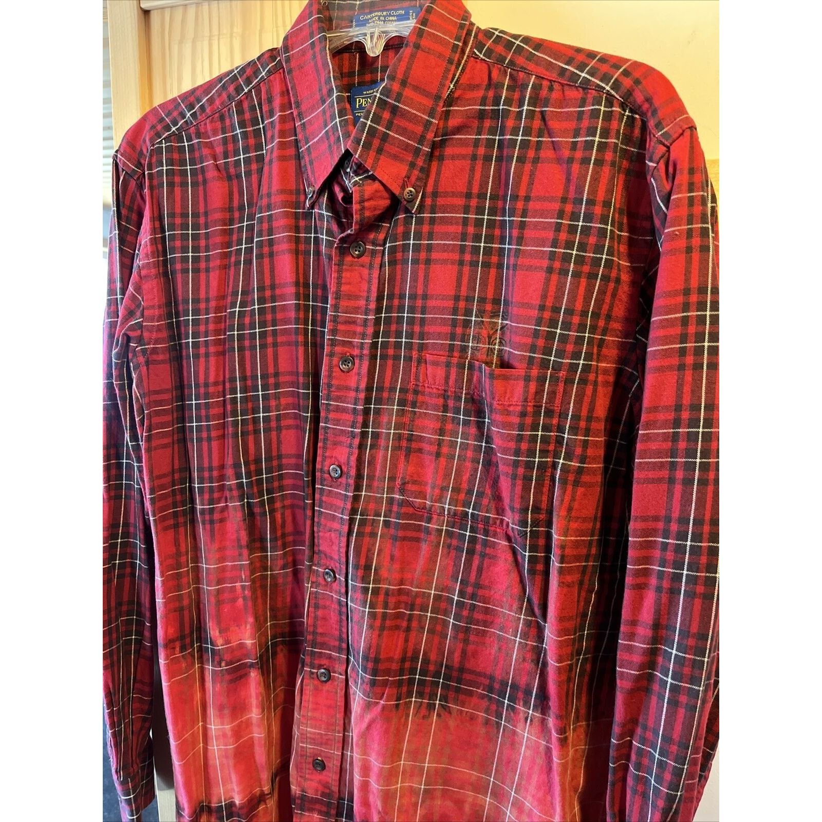 Pendleton Pendleton Mens L Red Plaid LS pima cotton merino wool shirt Size US L / EU 52-54 / 3 - 9 Thumbnail