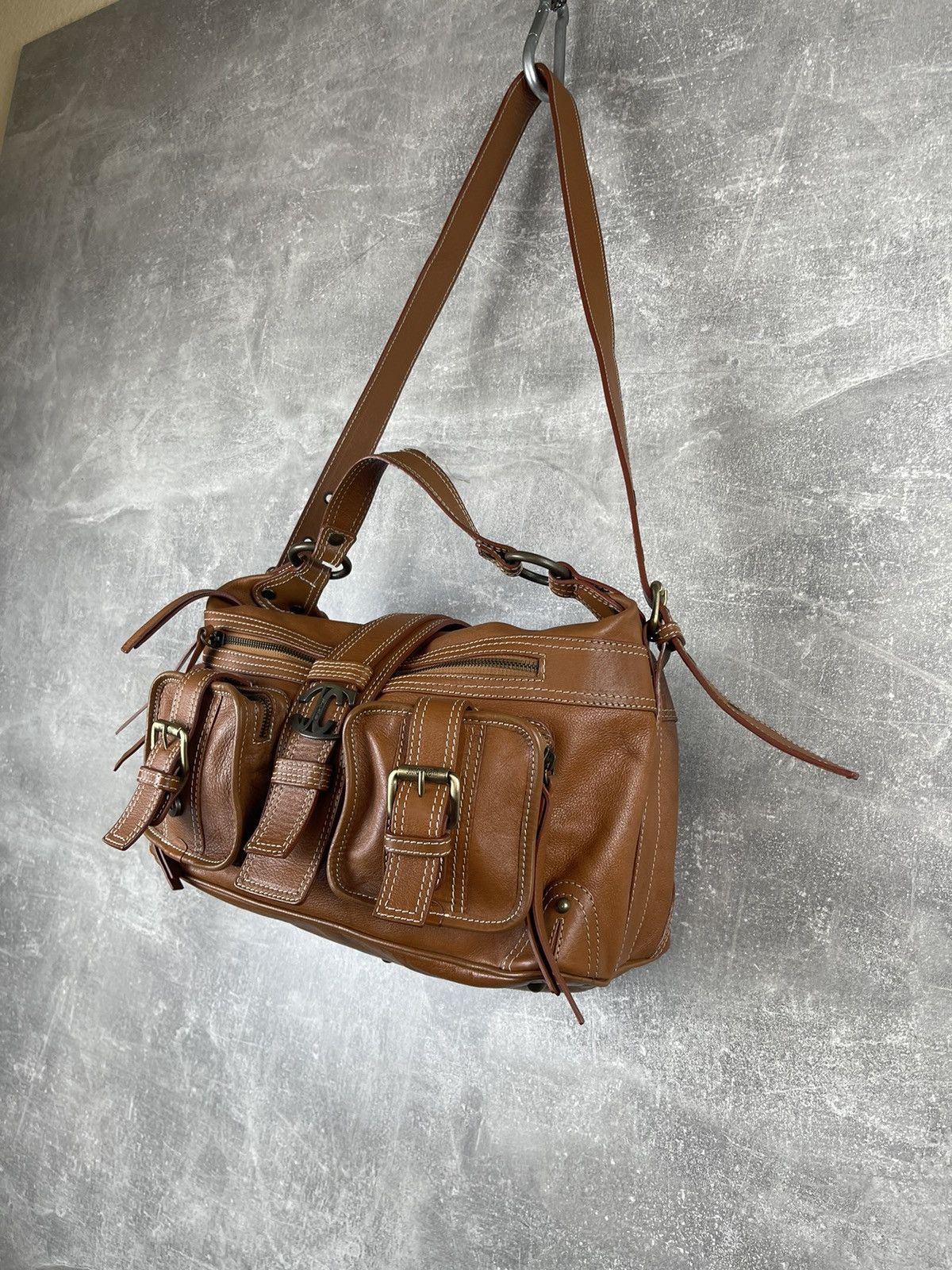 Just Cavalli × Roberto Cavalli × Vintage Just Cavalli Vintage Leather Shoulder Logo Buckle Bag Size ONE SIZE - 2 Thumbnail