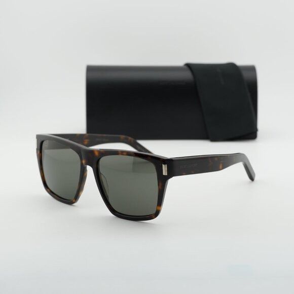 Saint Laurent Paris Saint Laurent SL424 002 Sunglasses Havana Square Frame, Grey Size ONE SIZE - 11 Thumbnail
