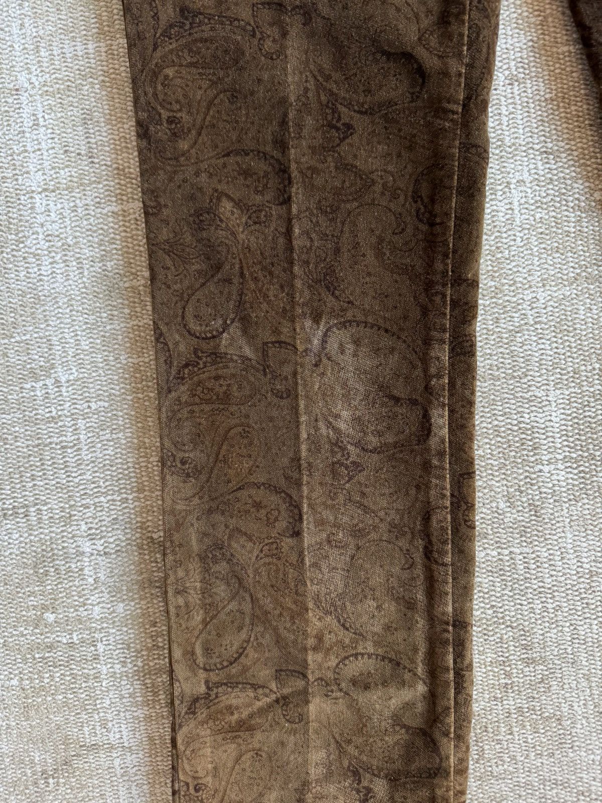 Incotex Brown Paisley velvet Incotex slim fit pants sz 33 or 34 Size US 33 - 4 Thumbnail