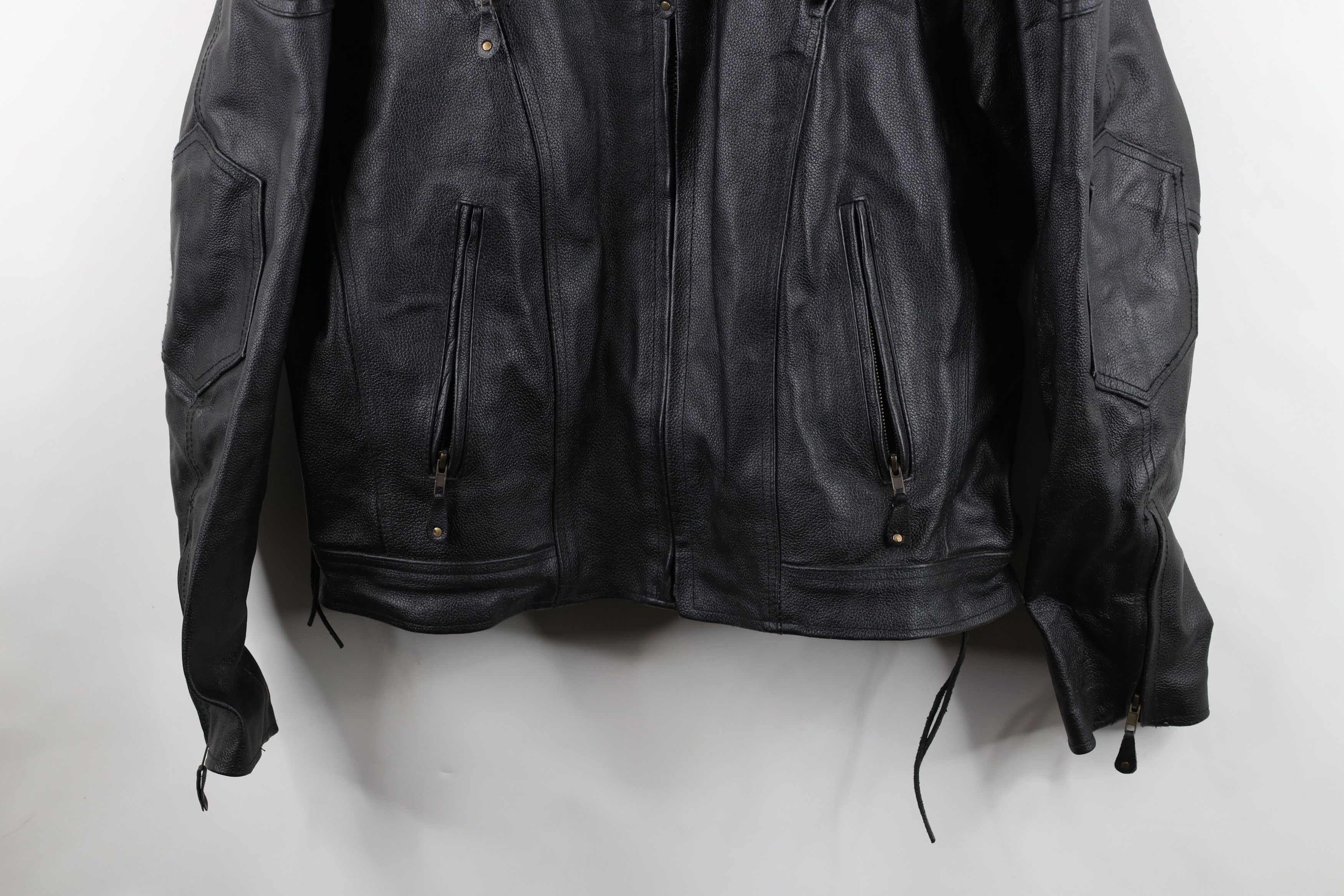 Vintage Vintage 90s Streetwear Lined Heavy Leather Motorcycle Jacket Size US XXL / EU 58 / 5 - 3 Thumbnail