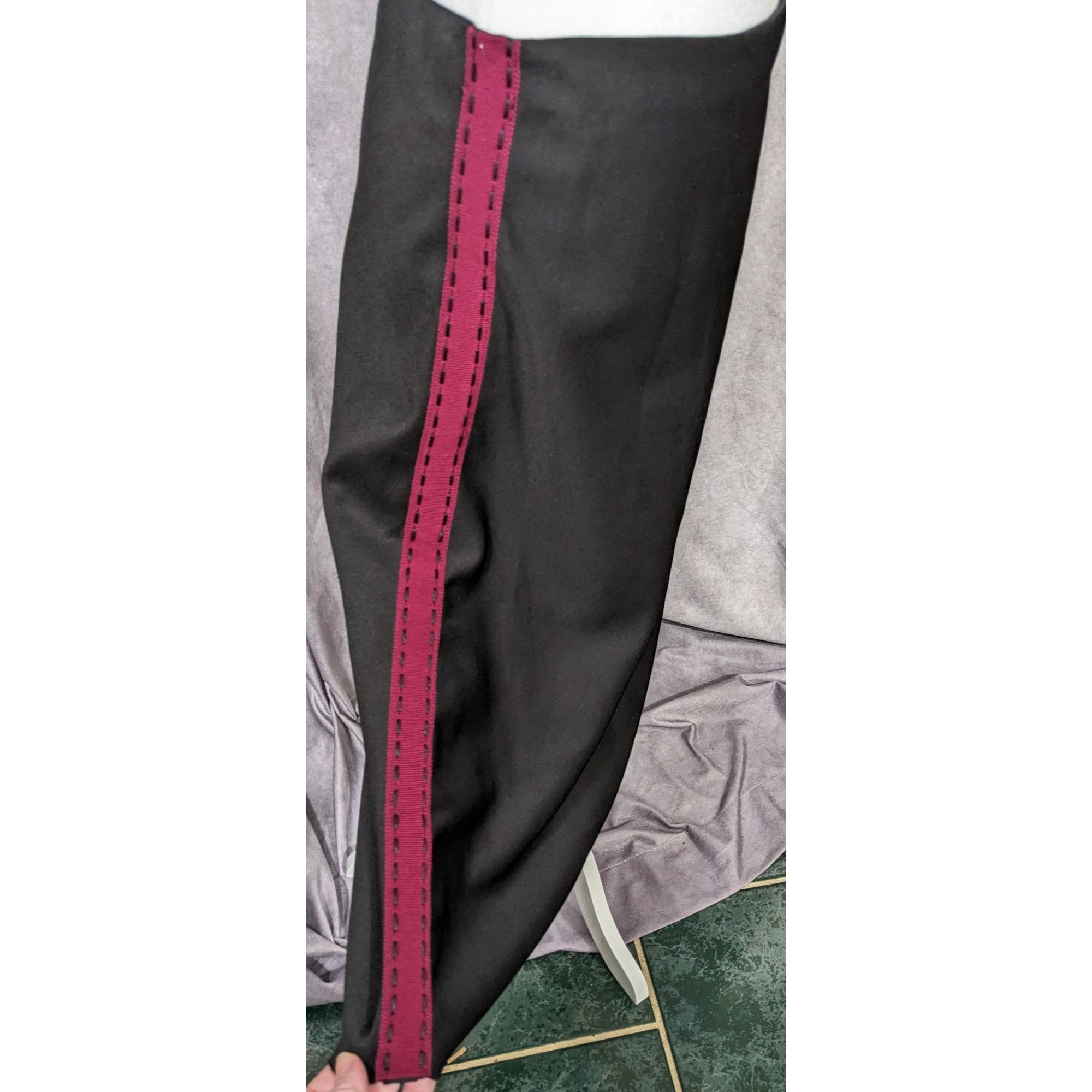 Other Gothic Burgundy Accent Stripe Midi Skirt by Pianura Studio R Size 30" / US 8 / IT 44 - 7 Thumbnail