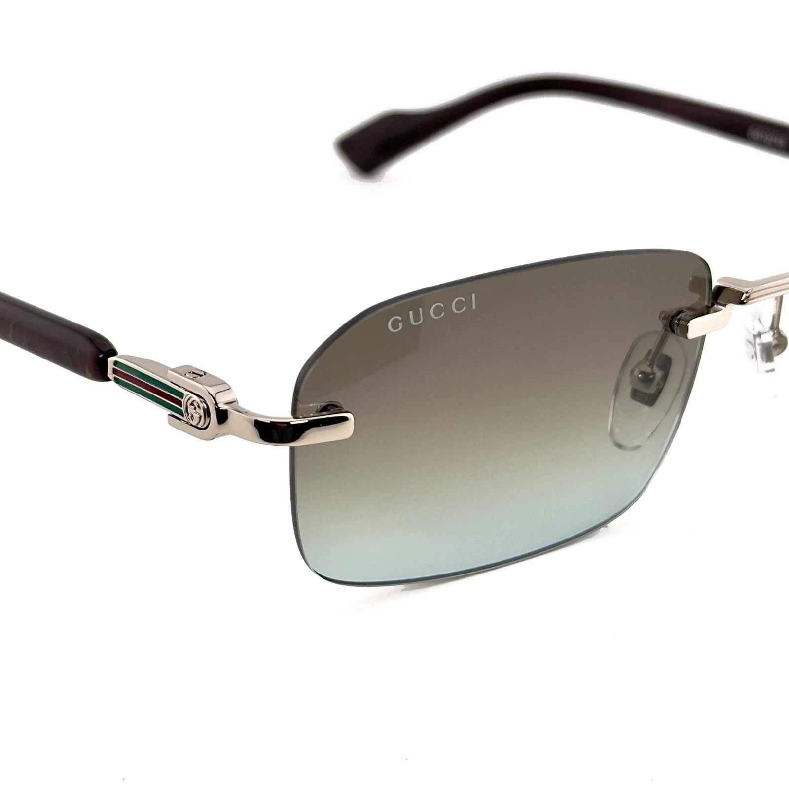 Gucci GUCCI GG1221S WEB Logo 1221 Silver 008 Narrow Sunglasses Size ONE SIZE - 8 Thumbnail