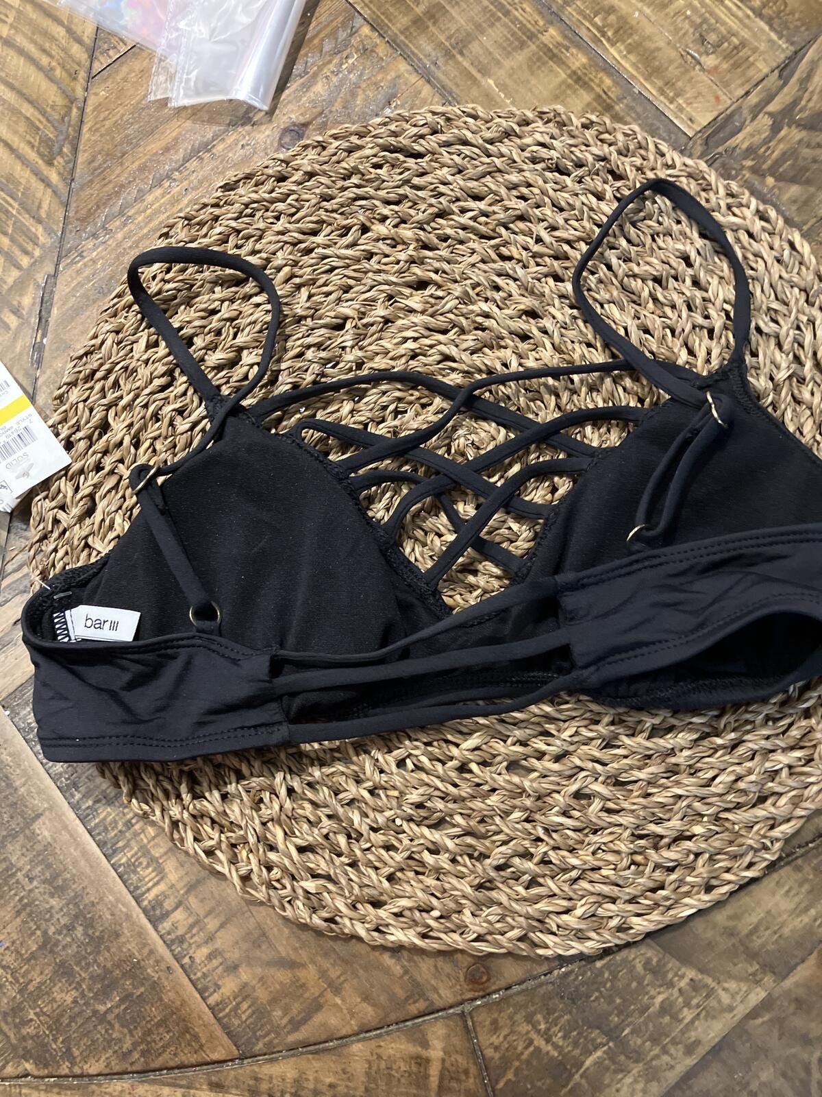 Other NWT Bar lll Black Strappy Bikini Top Size Medium Size ONE SIZE - 5 Thumbnail