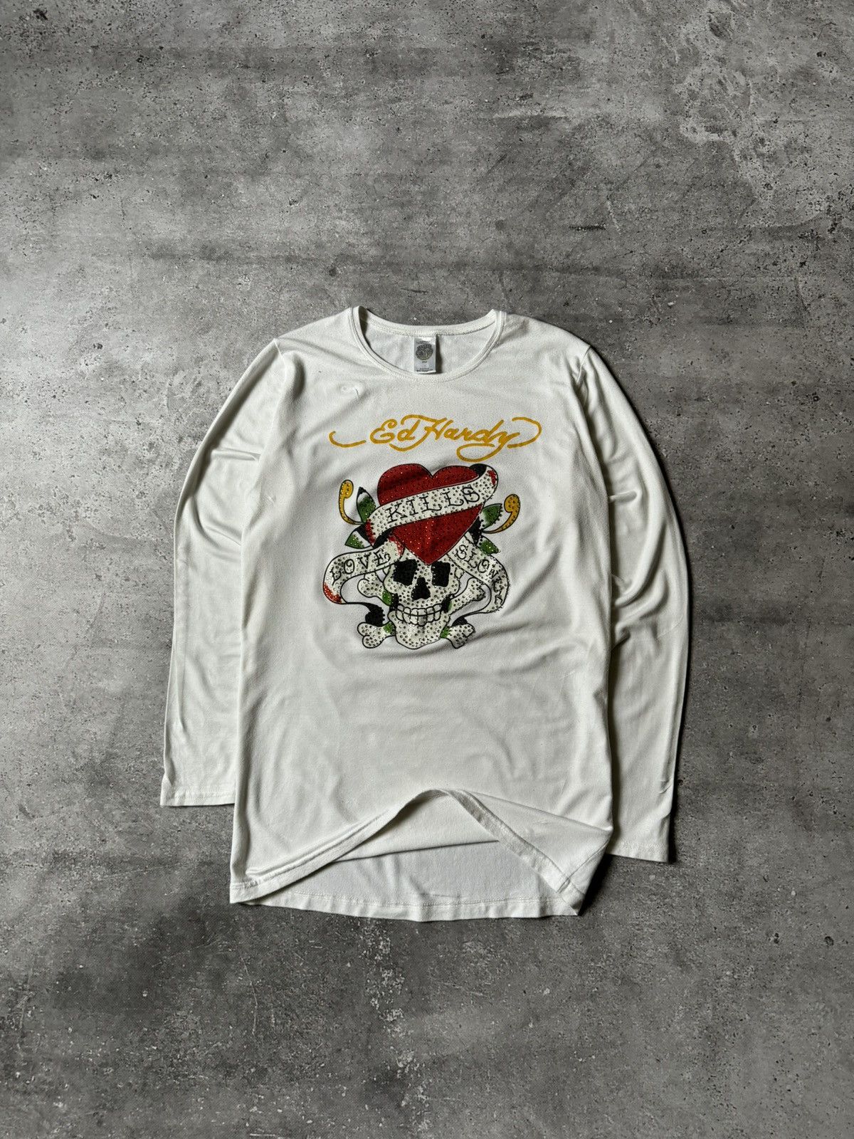 Christian Audigier × Ed Hardy × Vintage Vintage Y2K Ed Hardy Skinny Stretch Long Sleeve Tee Size US S / EU 44-46 / 1 - 2 Thumbnail