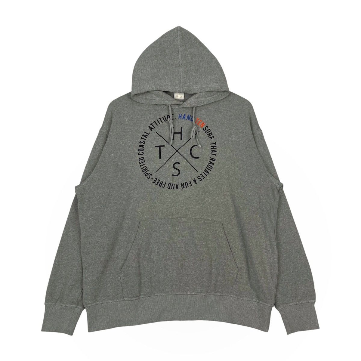 Hang Ten × Vintage Vintage Hang Ten Printed Hoodie Light Gray Pullover Jumper Size US L / EU 52-54 / 3 - 1 Thumbnail