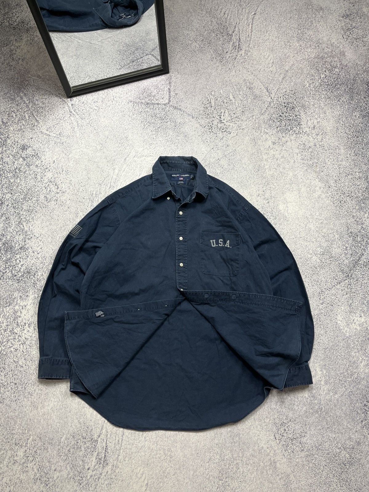 Polo Ralph Lauren × Ralph Lauren × Vintage Polo Sport Ralph Lauren USA Flag Longlseeve Shirt Button Up Size US L / EU 52-54 / 3 - 7 Thumbnail