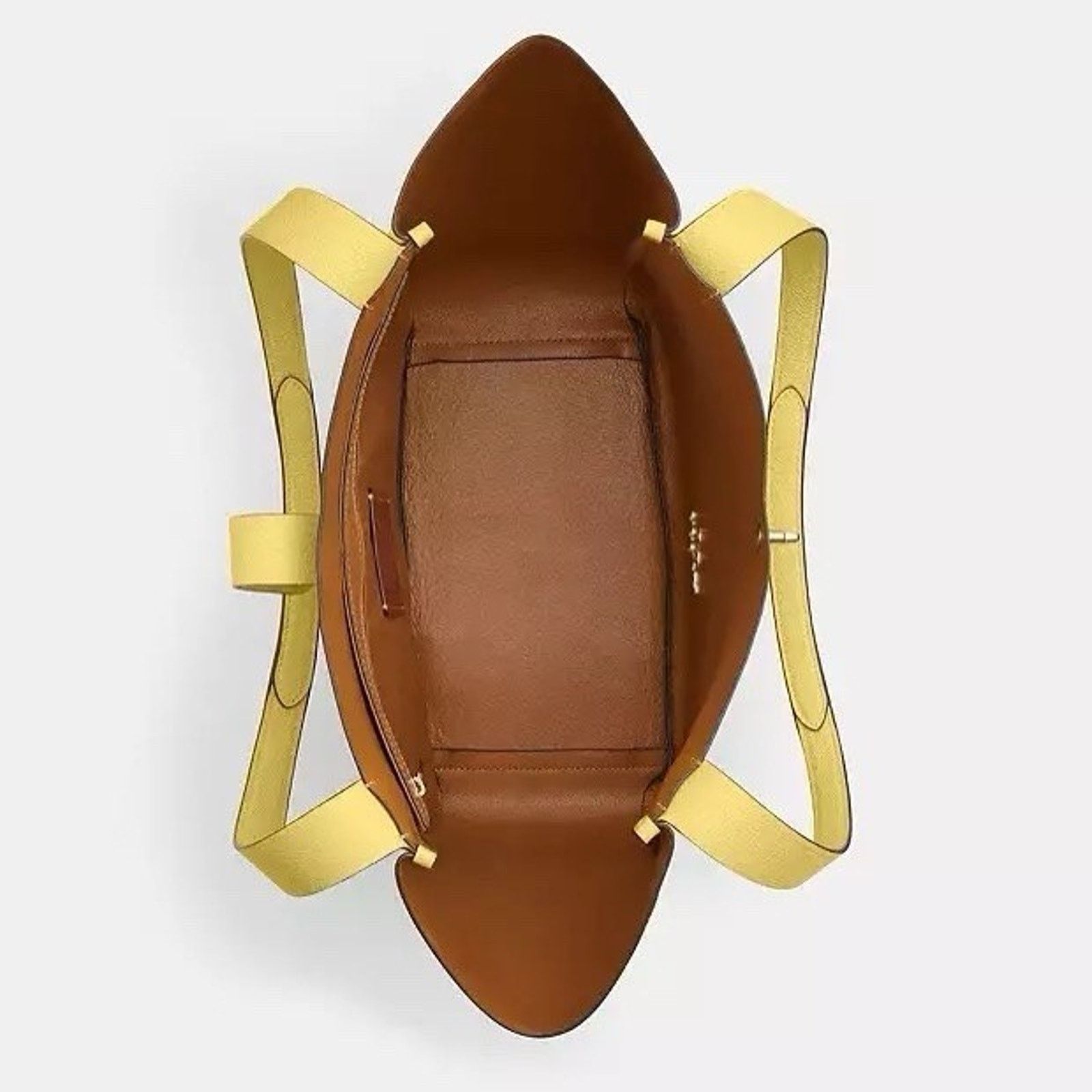 Coach NWT COACH Hadley Turnlock Tote Bag Leather CAL17 Gold/Yellow Size ONE SIZE - 6 Thumbnail